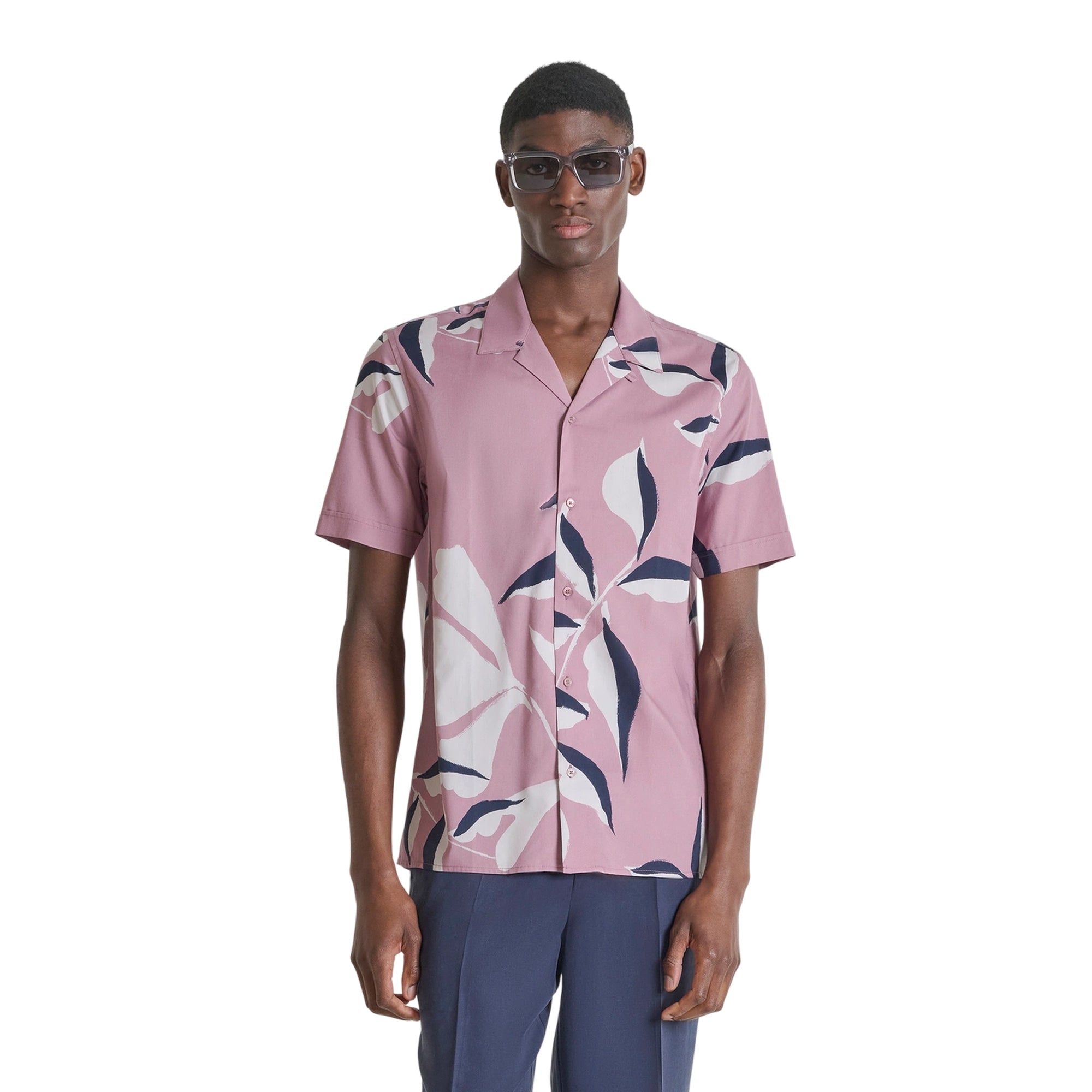 Camicia Uomo in cotone e viscosa, con fantasia botanica