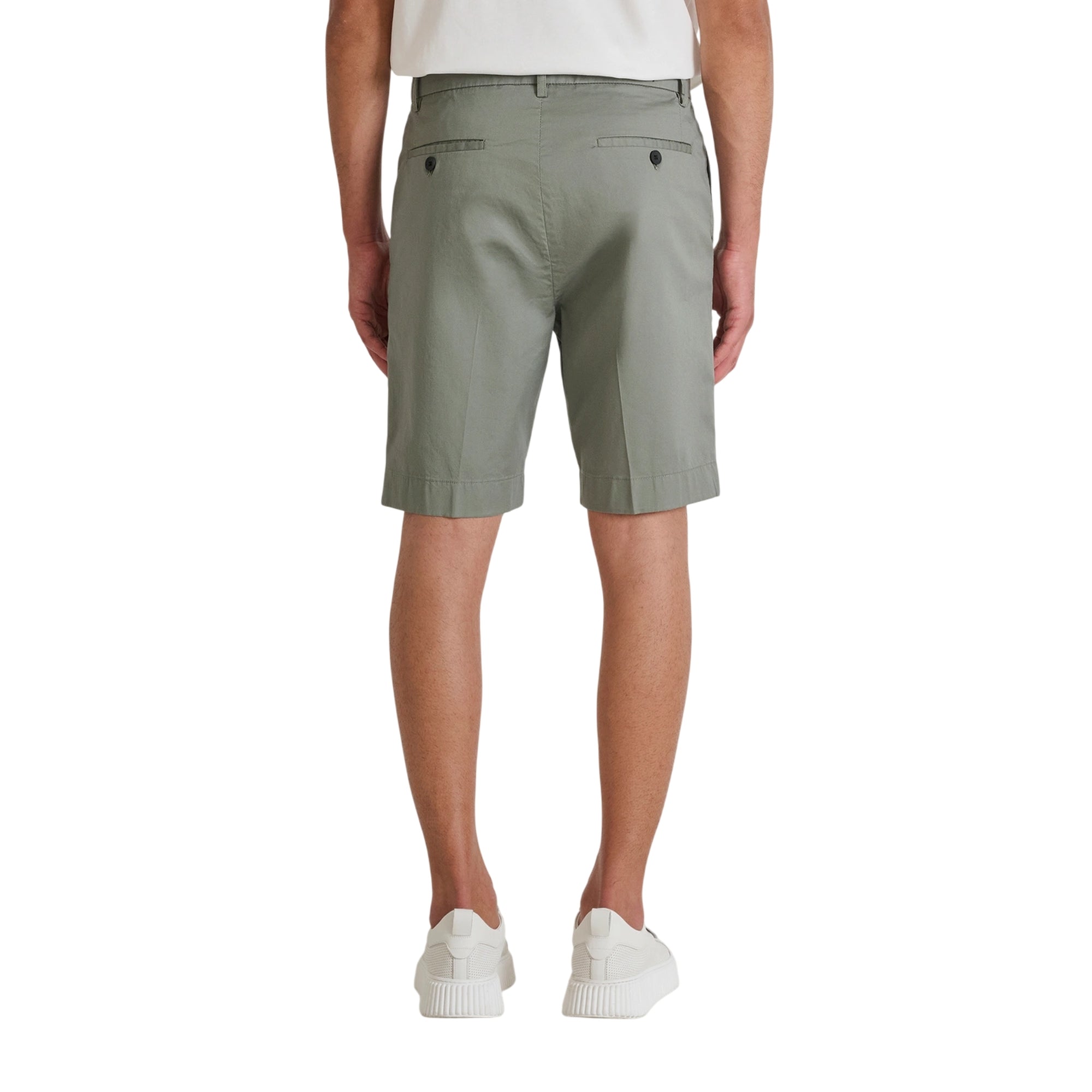 Pantalone Uomo in cotone Verde, con bottone asimmetrico