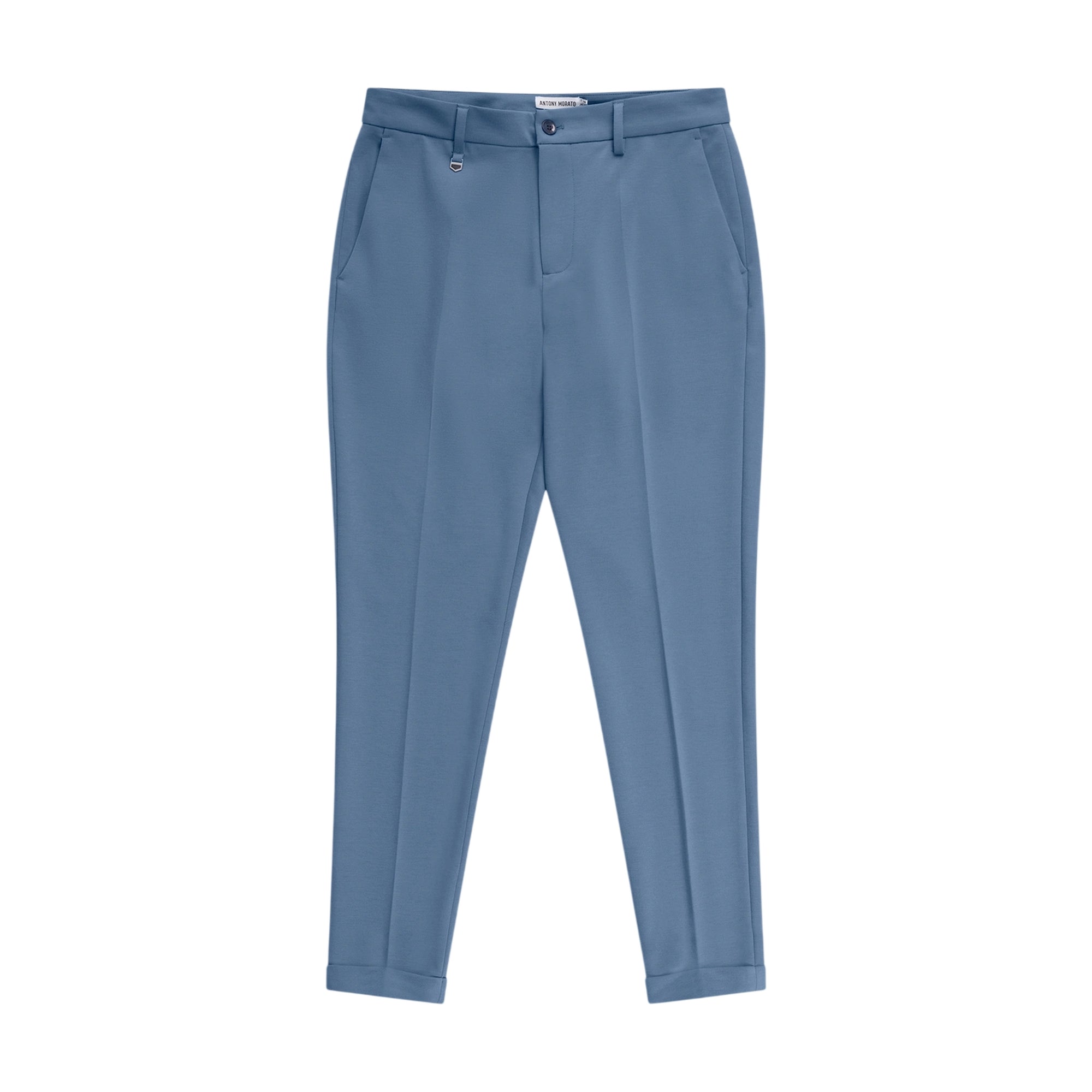 Pantalone Uomo Celeste skinny, con risvolto sul fondo