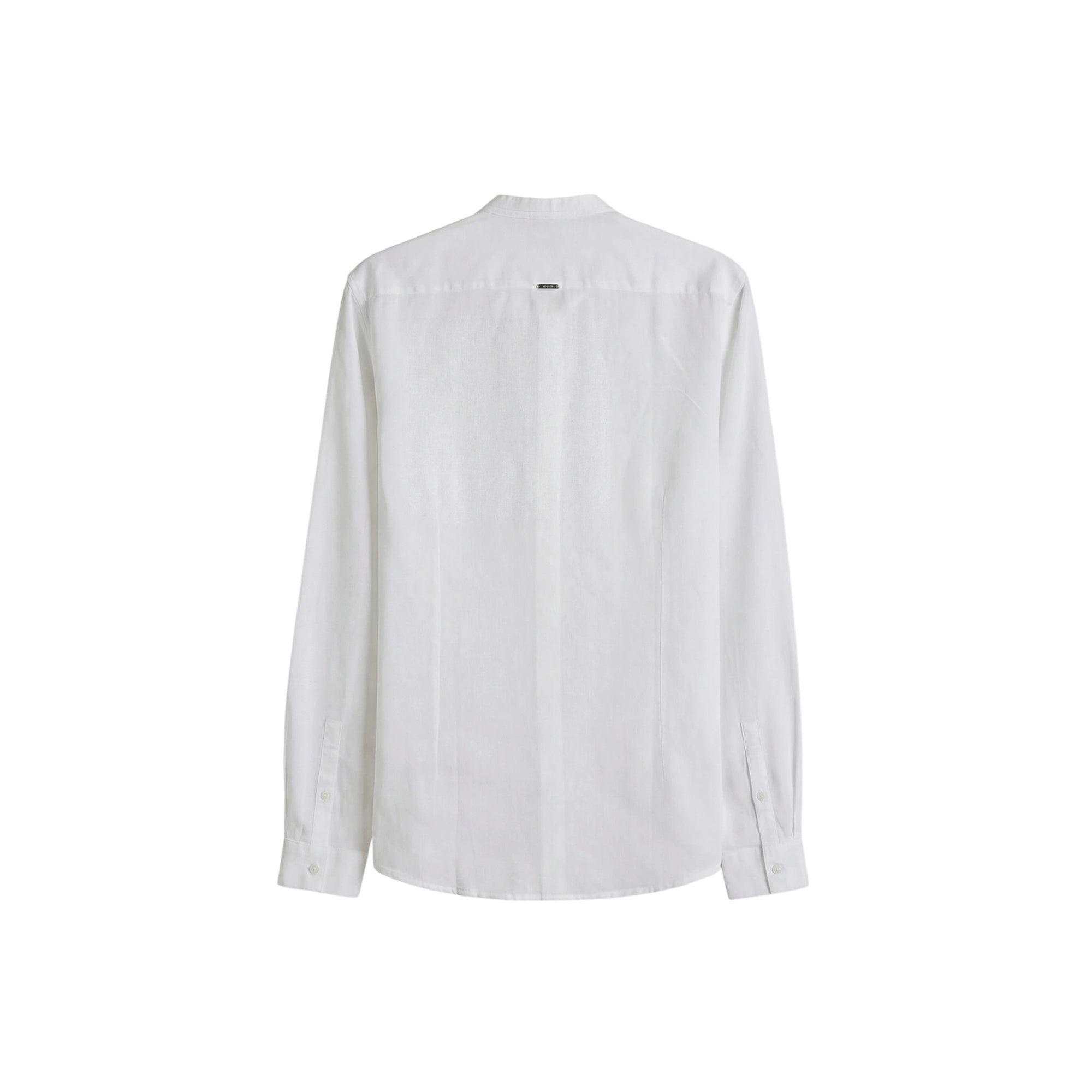 Camicia Uomo misto lino, con placca logo metallica sul retro