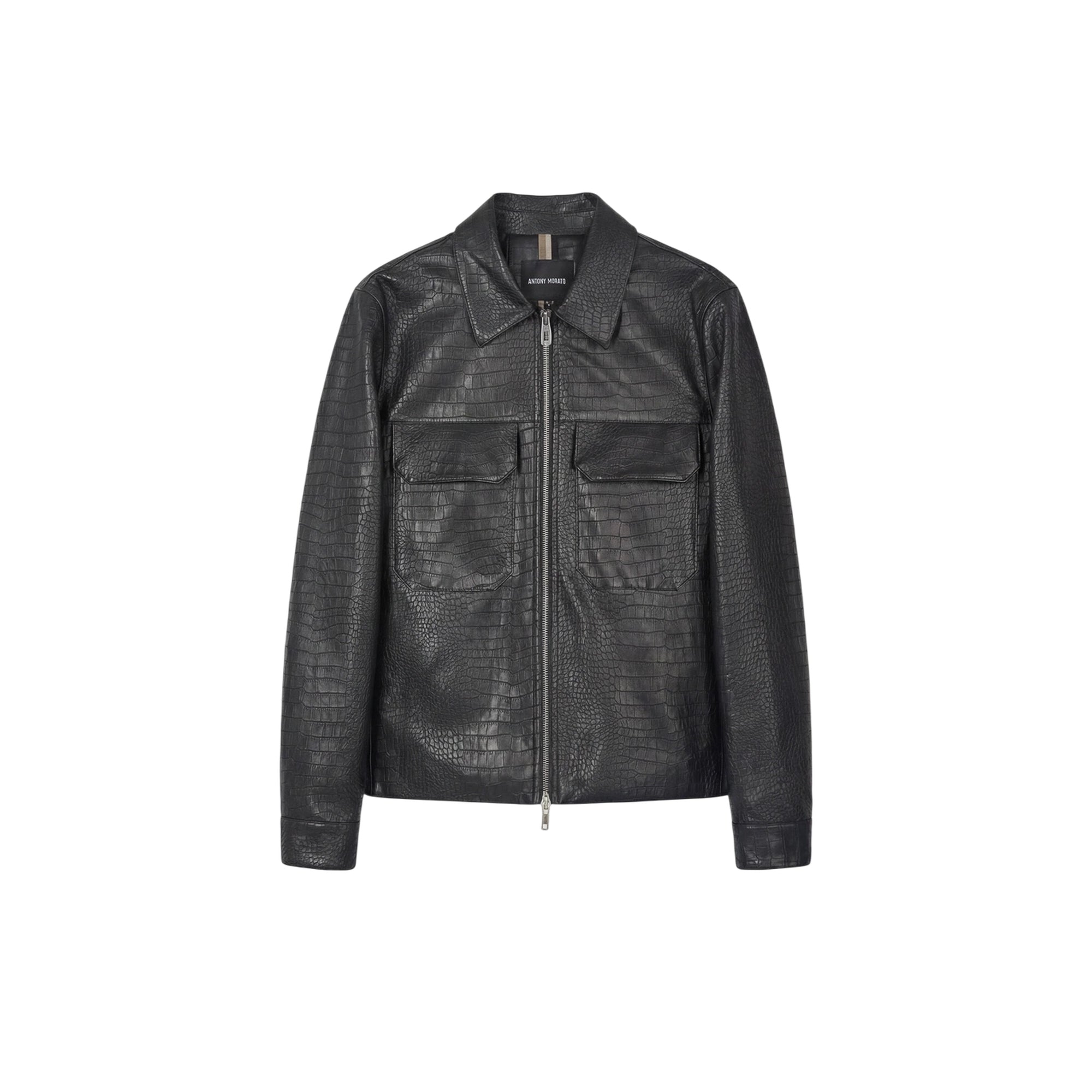 Giacca Uomo in similpelle, dal fit slim, con colletto a camicia