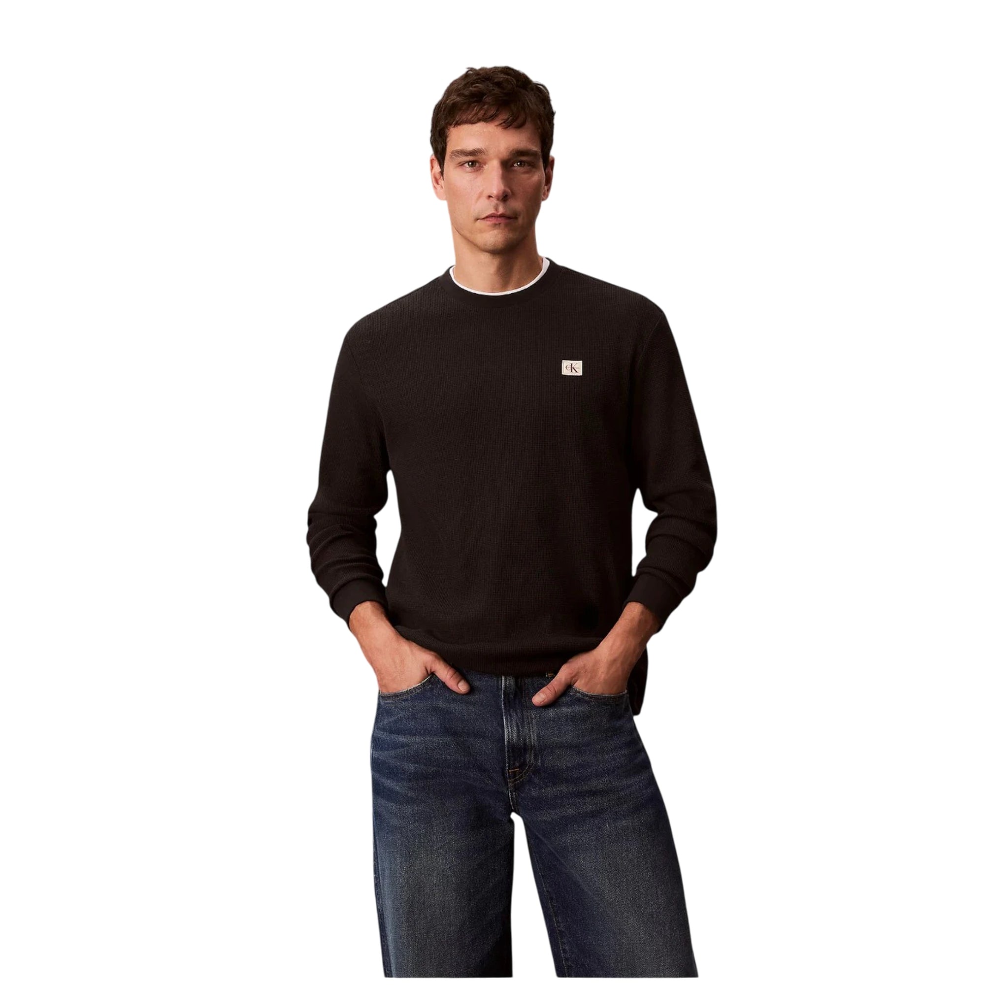 Maglia Uomo con texture a nido d'ape modello frontale