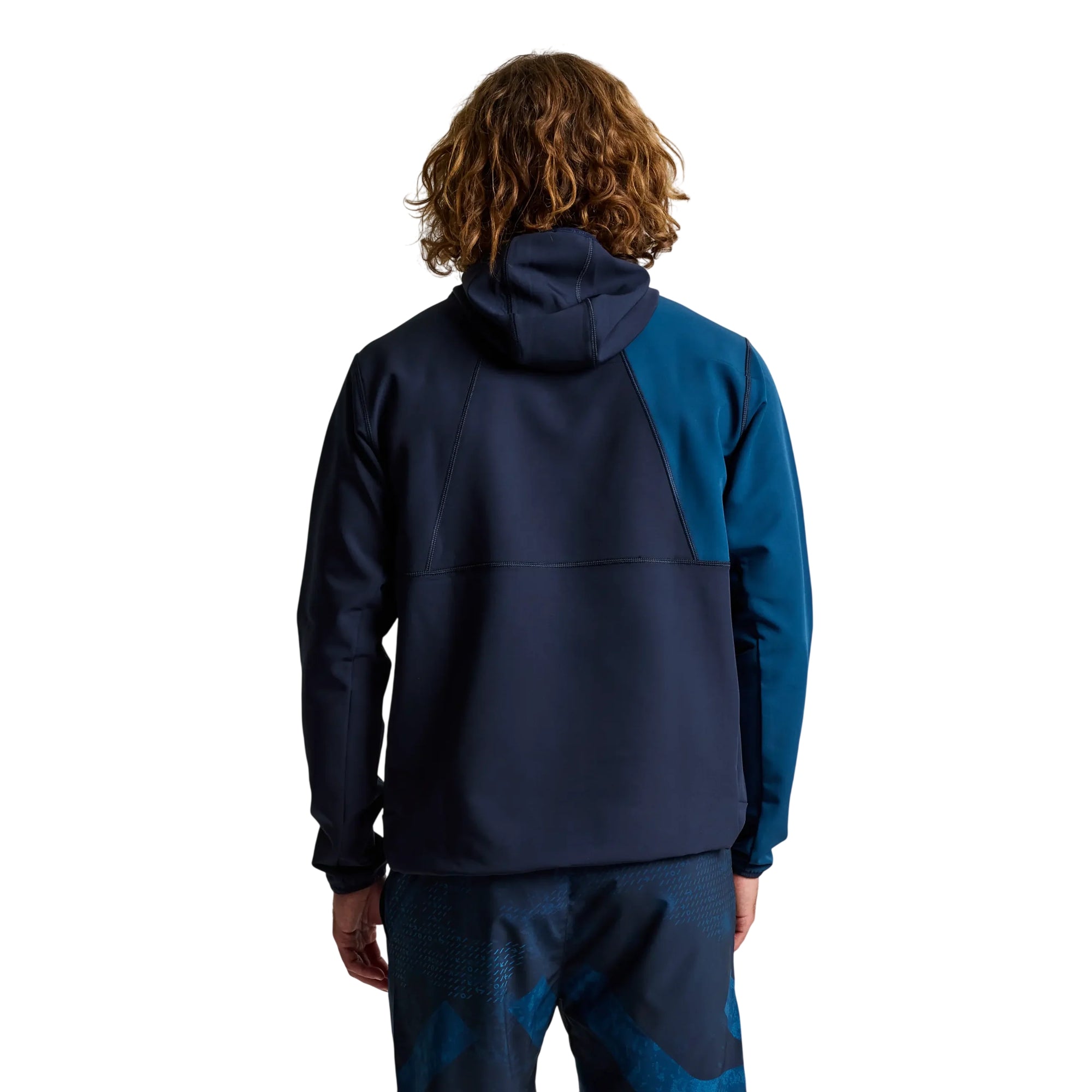 Felpa Uomo tecnica Blu, con finiture elasticizzate e cappuccio