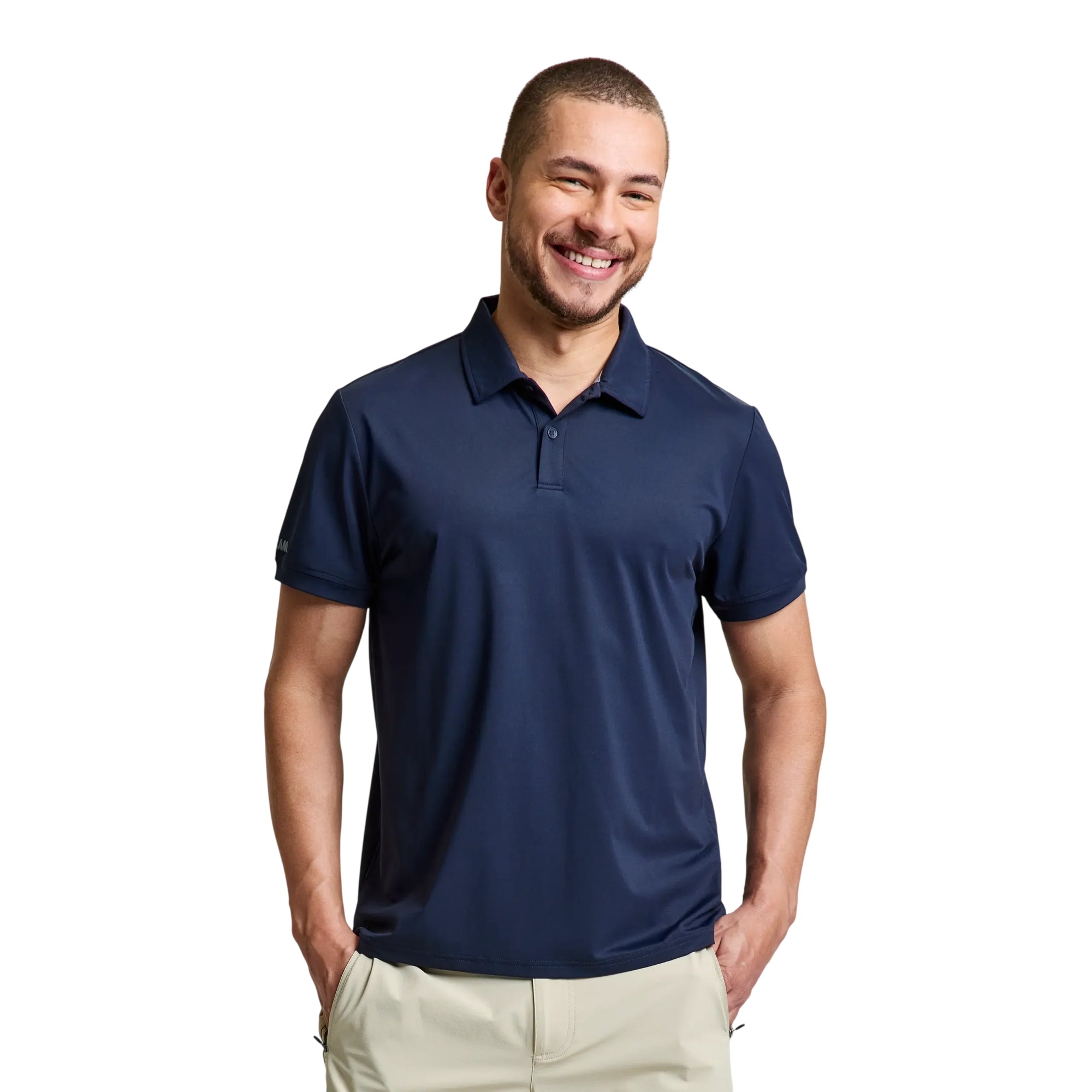 Polo Uomo Tech Pique Blu due bottoni