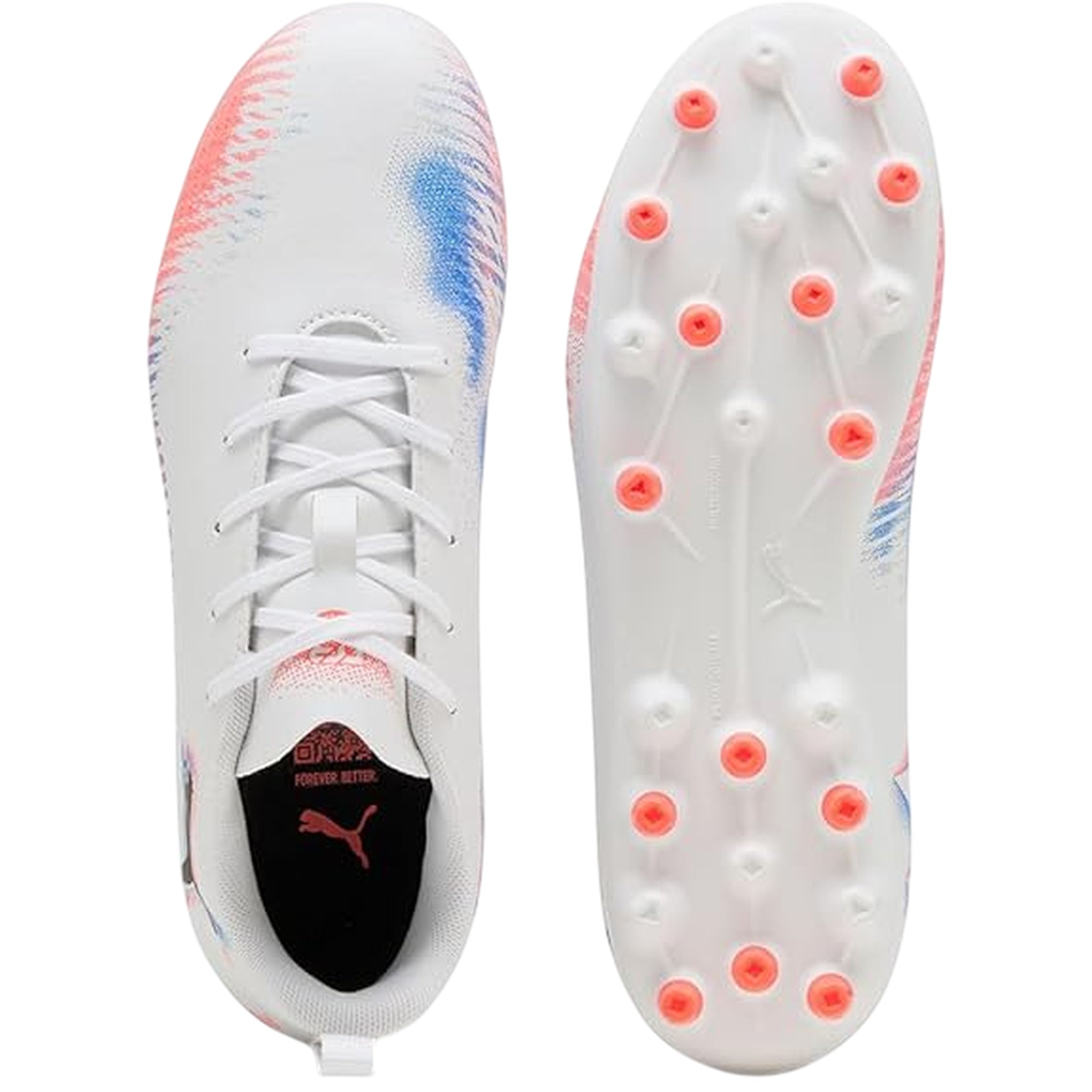 Scarpa da calcio Bambino Puma 8 Play MG Bianca con logo a contrasto