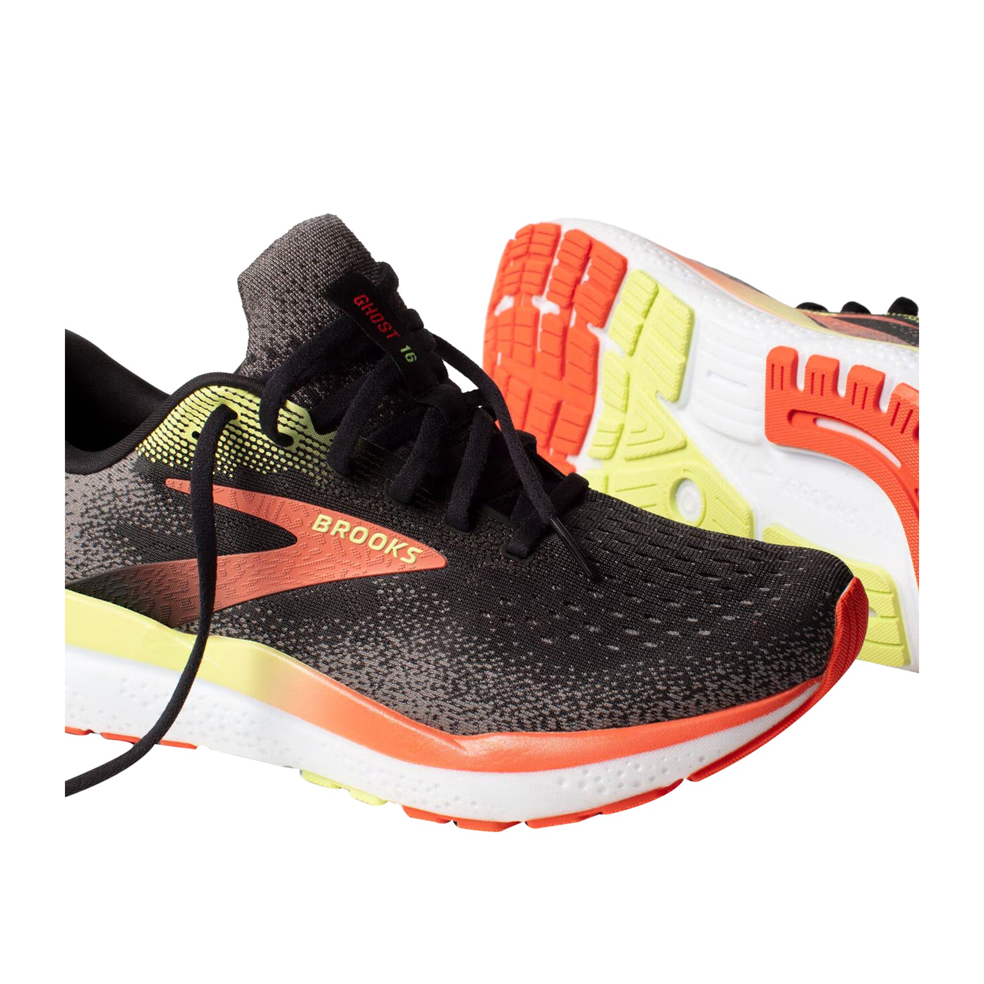BROOKS Scarpe da Running Uomo Ghost 16 Nero e Fluo