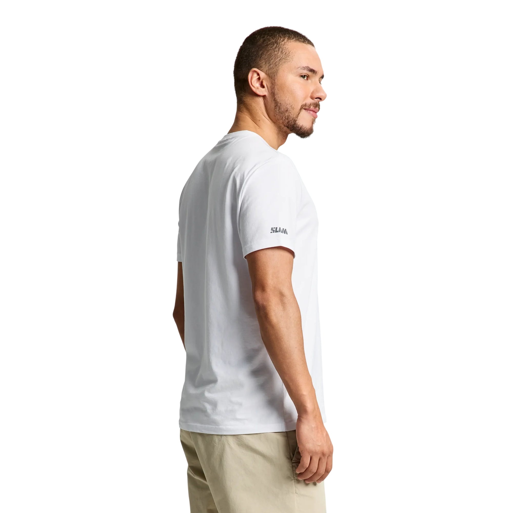 T-shirt Uomo Bianca, Deck, con logo sulla manica frontale