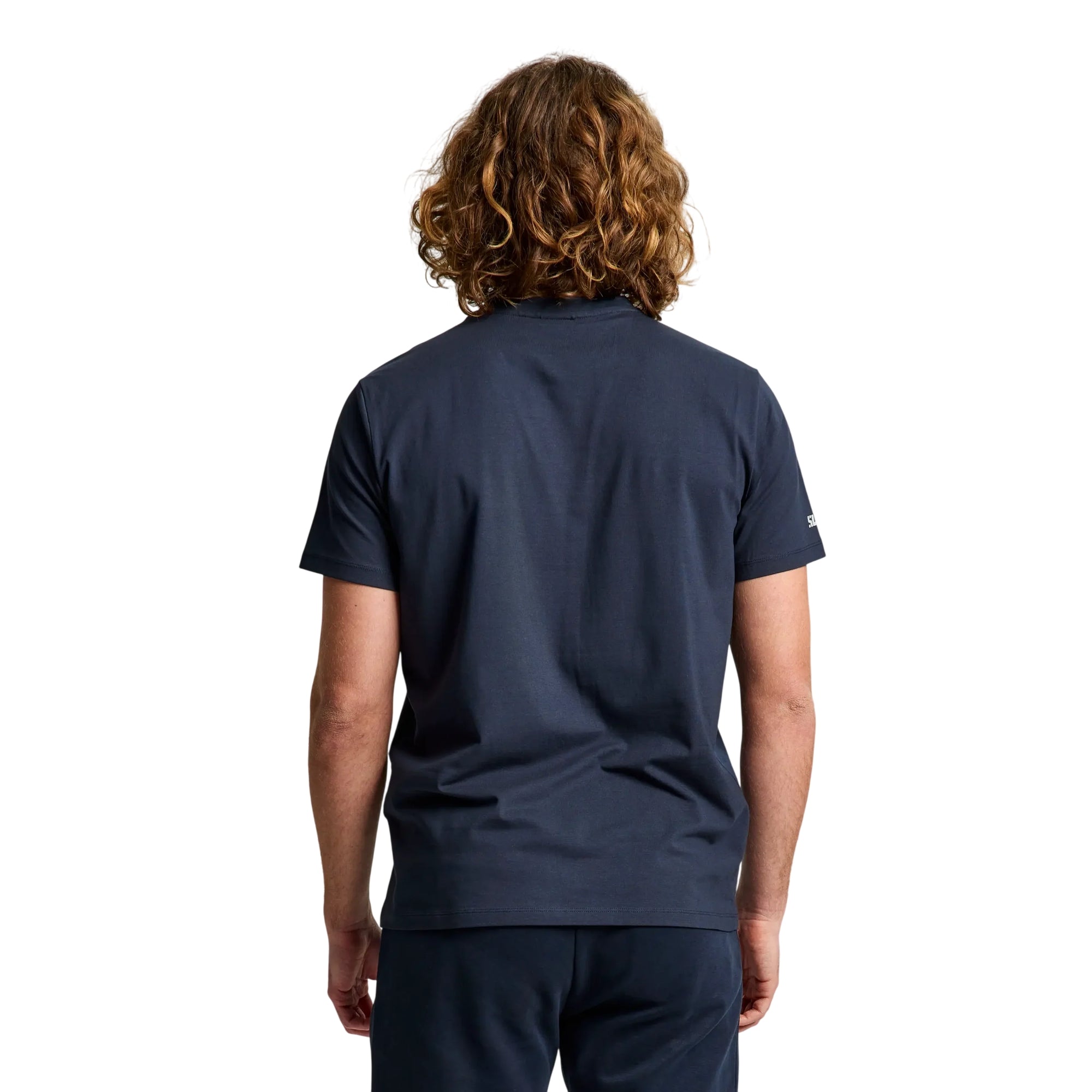 T-shirt Uomo Blu, con logo sulla manica frontale