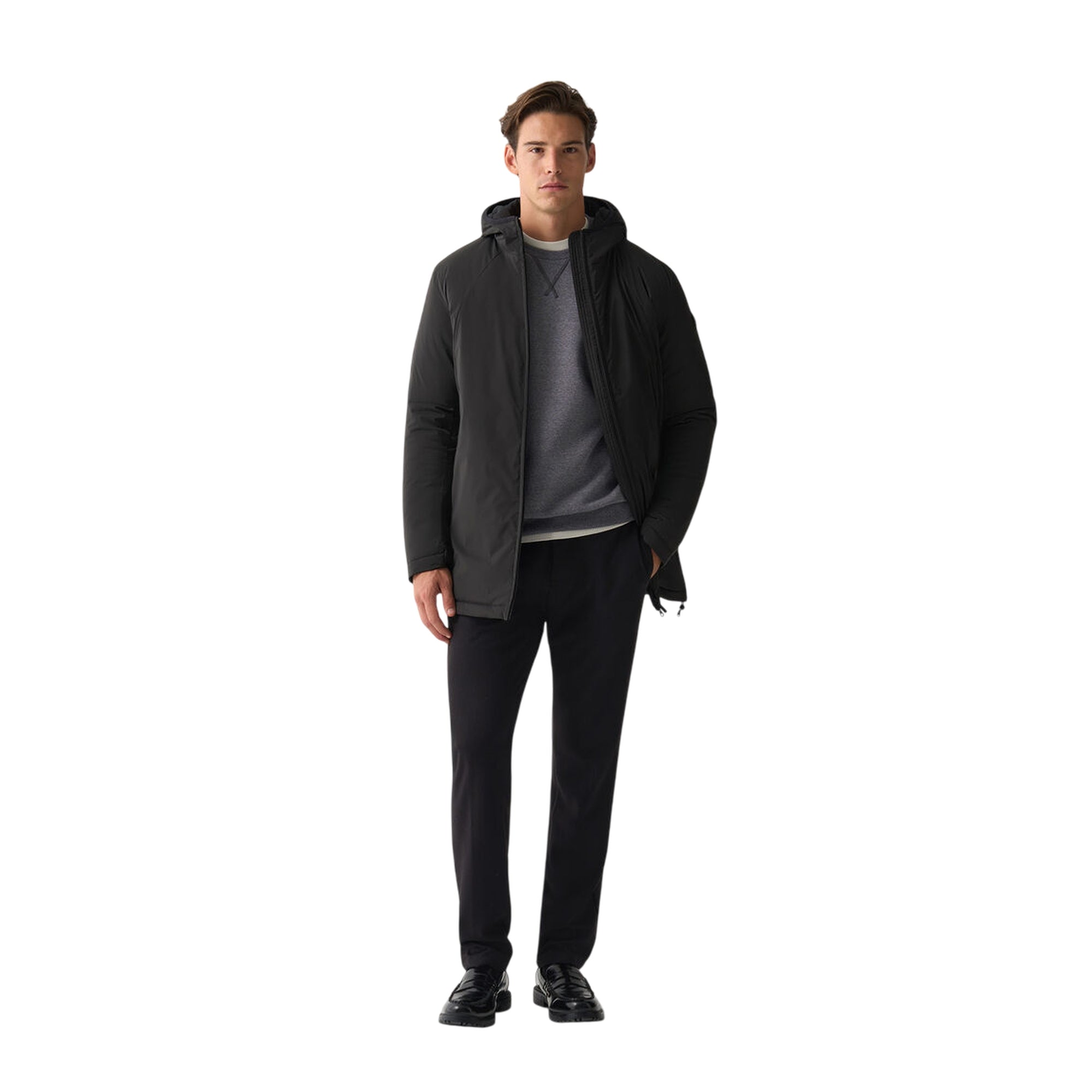 Giacca Uomo liscia, dall'effetto opaco Nera, con logo applicato