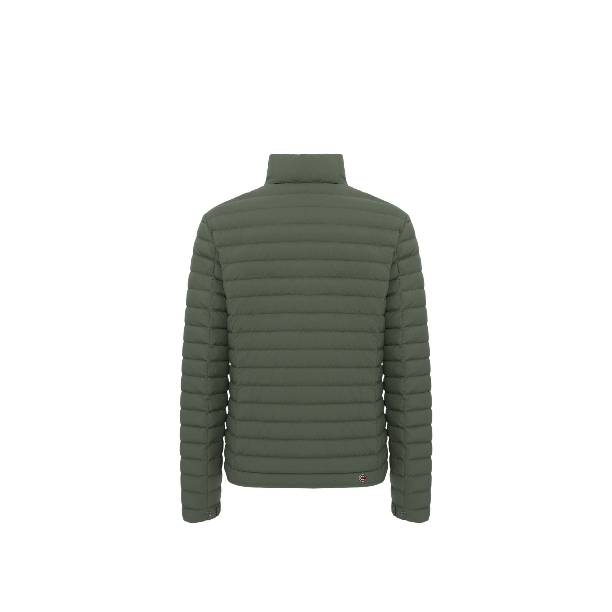 Piumino Uomo leggero Verde, con collo alto ed impunture a righe orizzontali