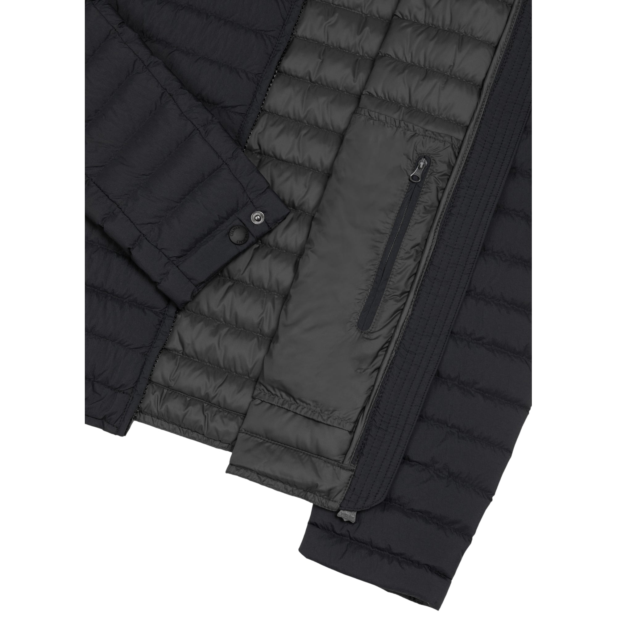 Piumino Uomo leggero, con collo alto ed impunture a righe orizzontali