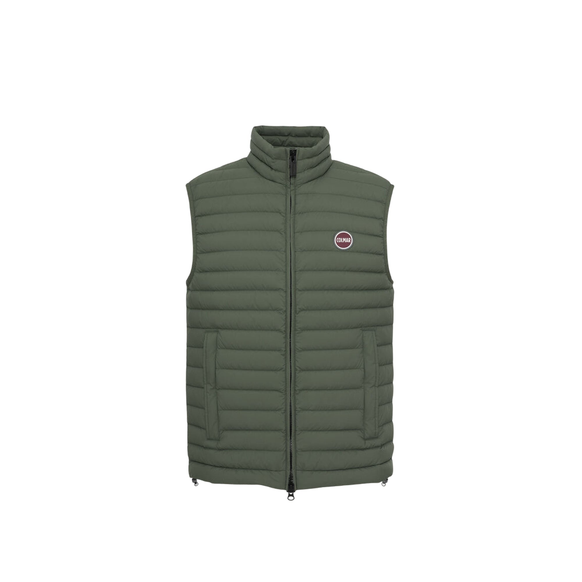 Gilet Uomo Verde, con impunture a righe orizzontali e logo iconico applicato sul petto