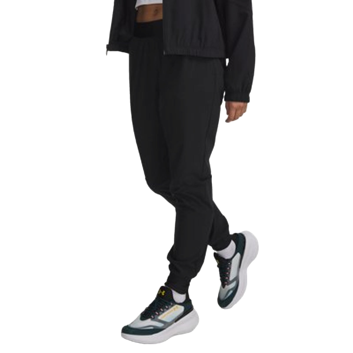 Pantaloni Donna High-Rise Woven UA Rival modella frontale