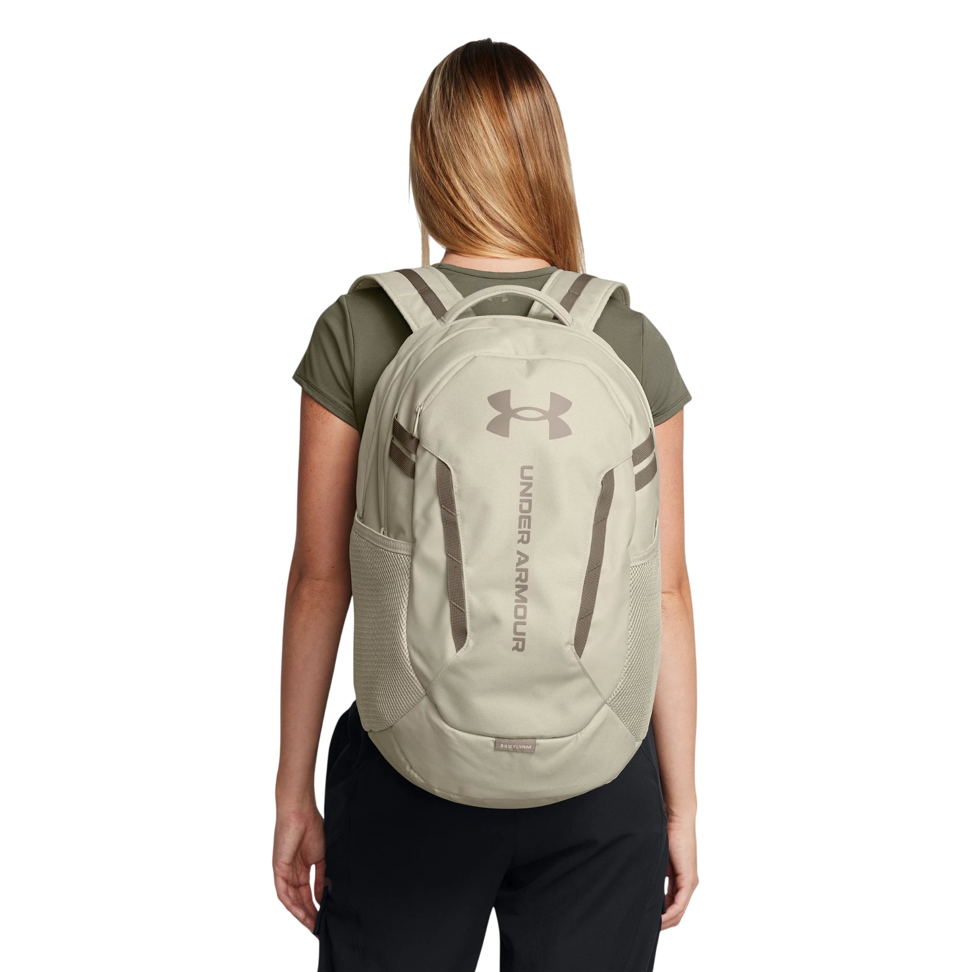 Zaino Unisex UA Hustle 6.0 Beige con stampa logo