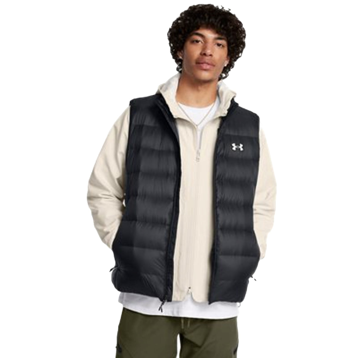 Gilet trapuntato Uomo UA Legend Down nero modello frontale