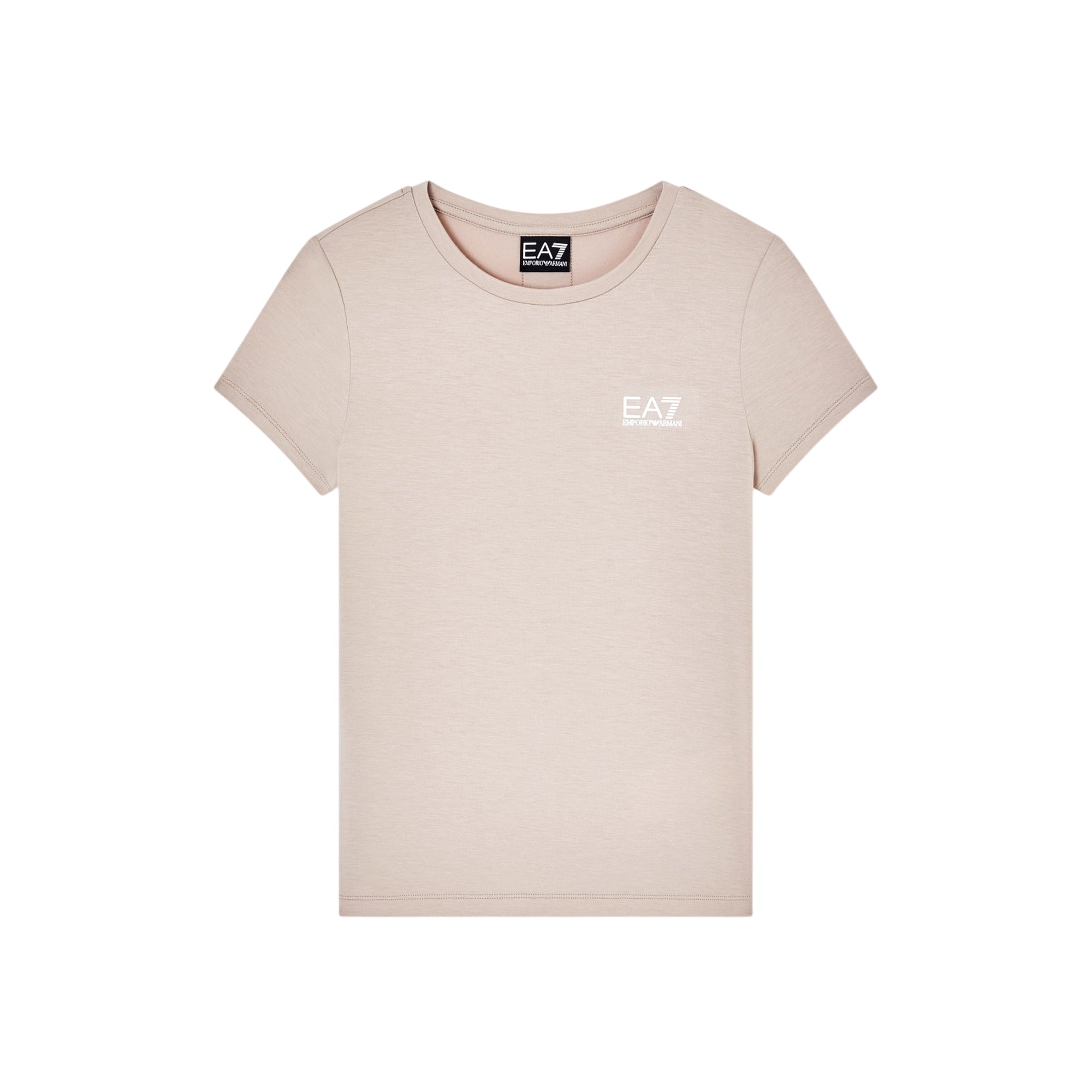 T-shirt Donna Beige in misto viscosa, con doppio logo