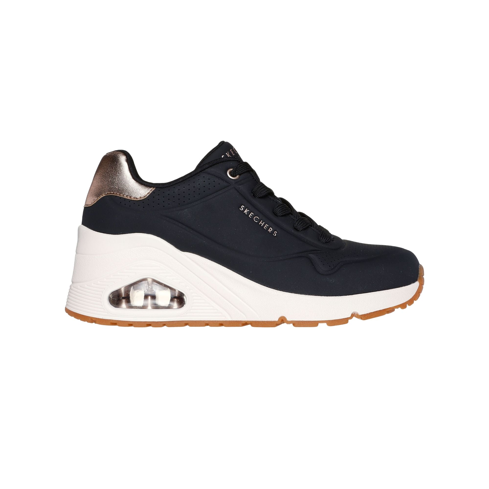 SKECHERS Sneakers Donna Uno Wedge - HI Steps Nero/Bianco