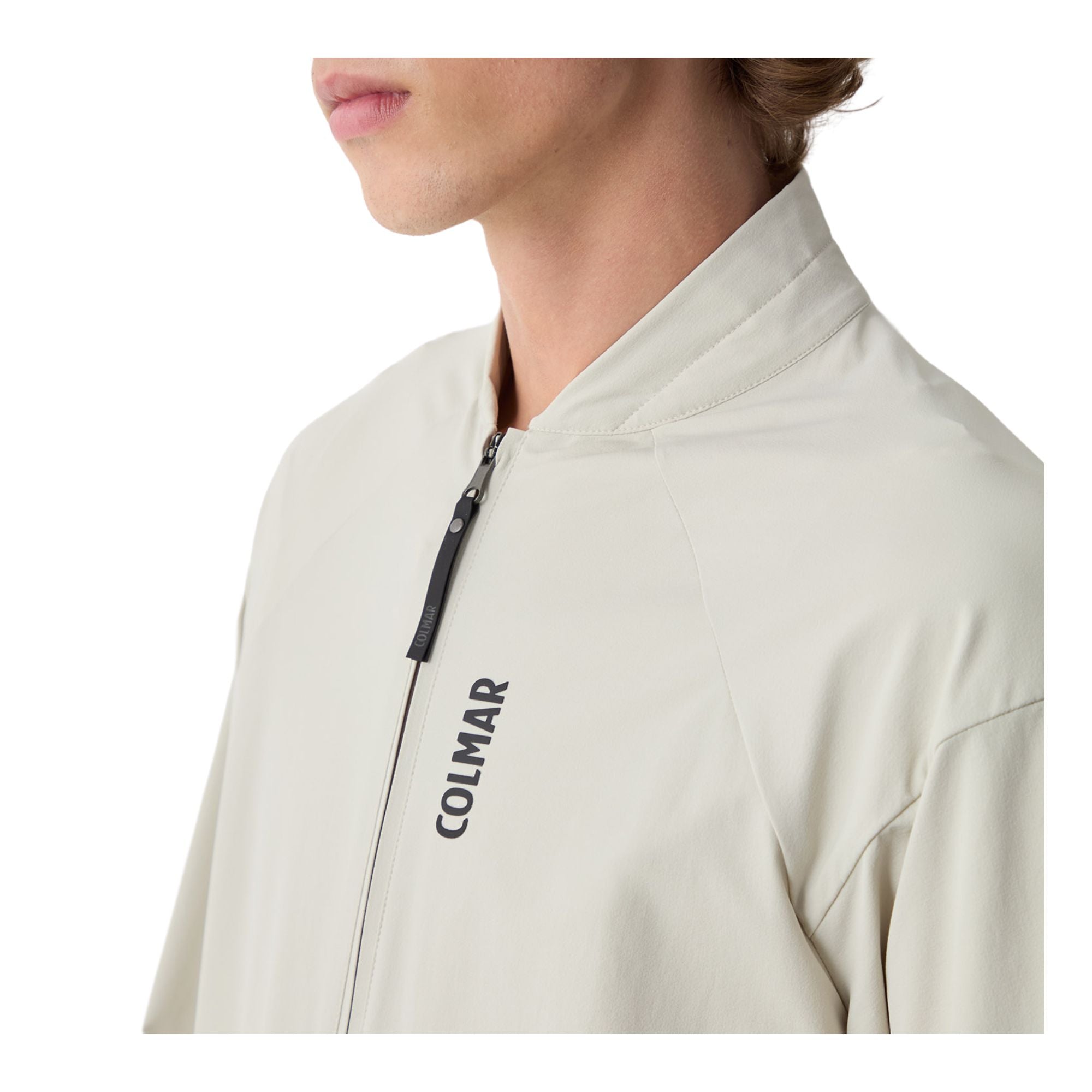 Bomber Uomo Bianco, con zip frontale e stampa logo a contrasto