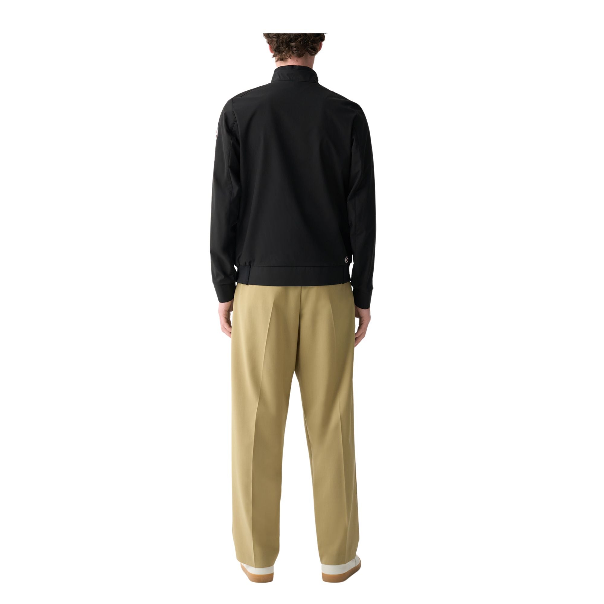 Giacca Uomo Nera, in softshell, con zip e logo sulla manica