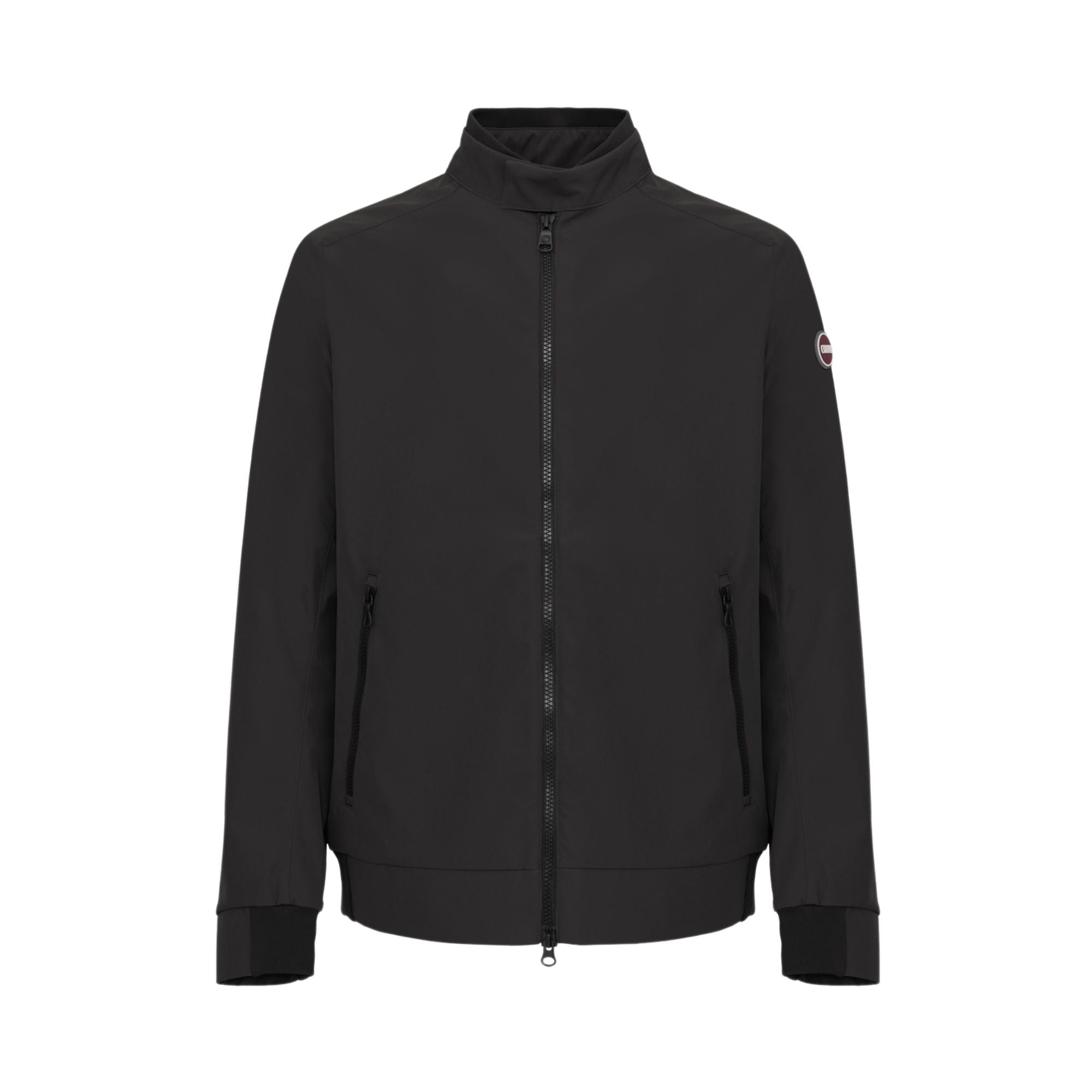 Giacca Uomo Nera, in softshell, con zip e logo sulla manica