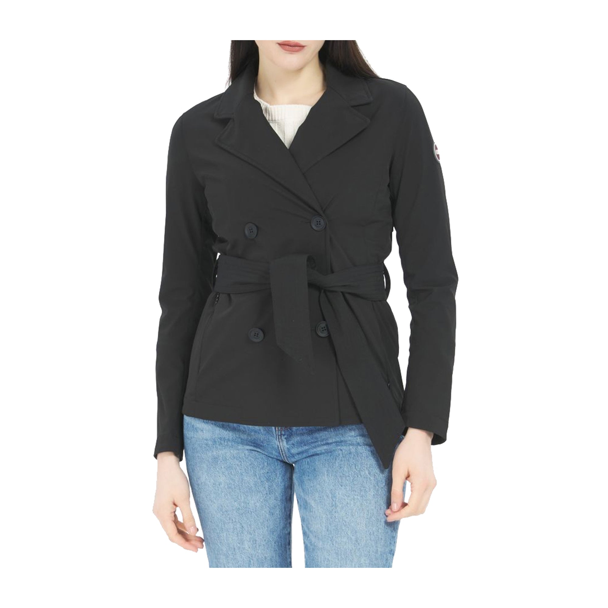 Trench Donna corto Nero con cintura