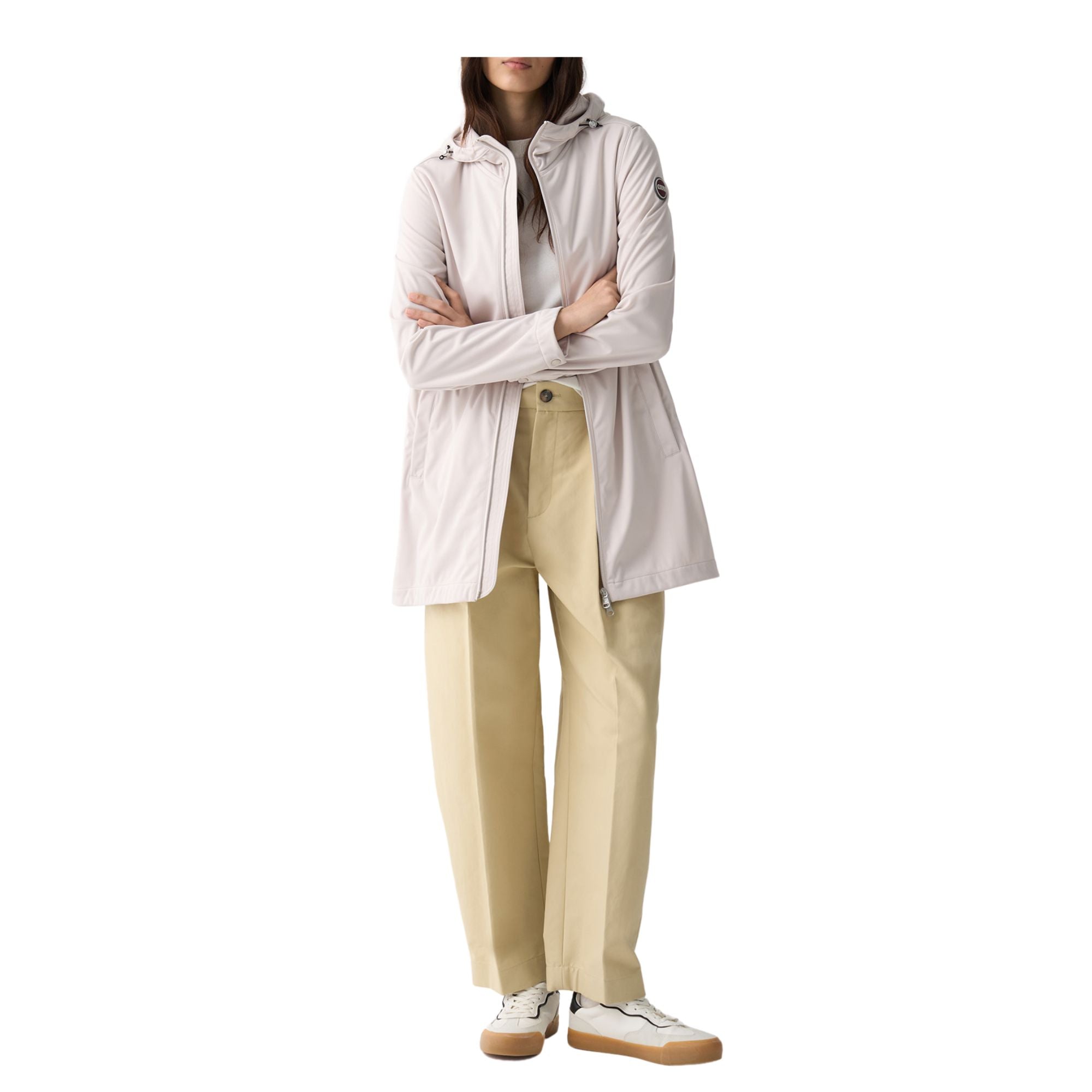 Giacca Donna lunga, con zip frontale, cappuccio e logo