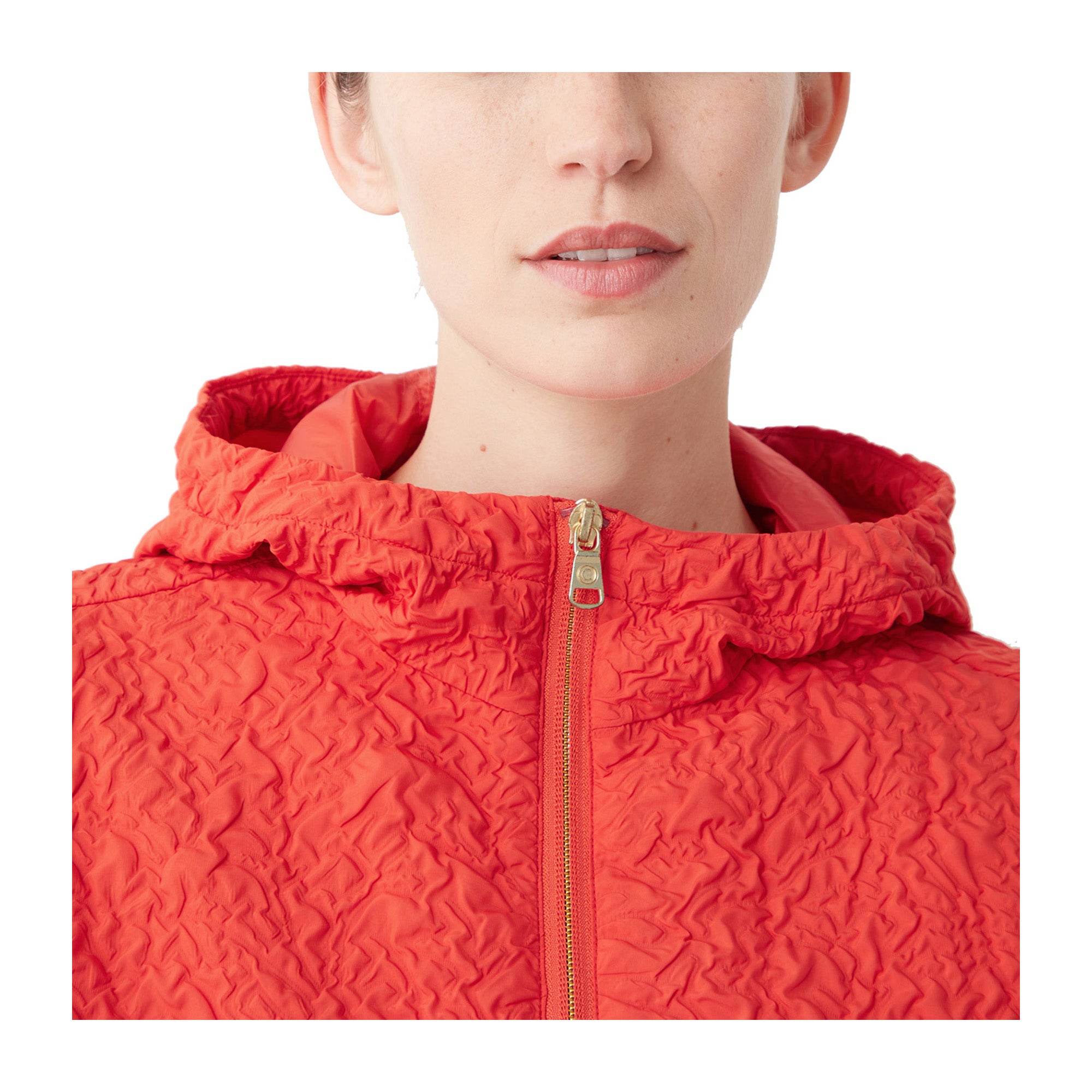 Giacca Donna goffrata Rossa con cappuccio