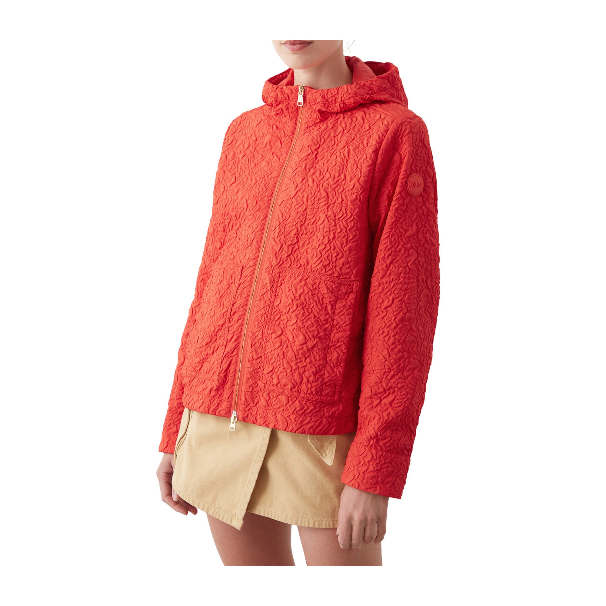 Giacca Donna goffrata Rossa con cappuccio