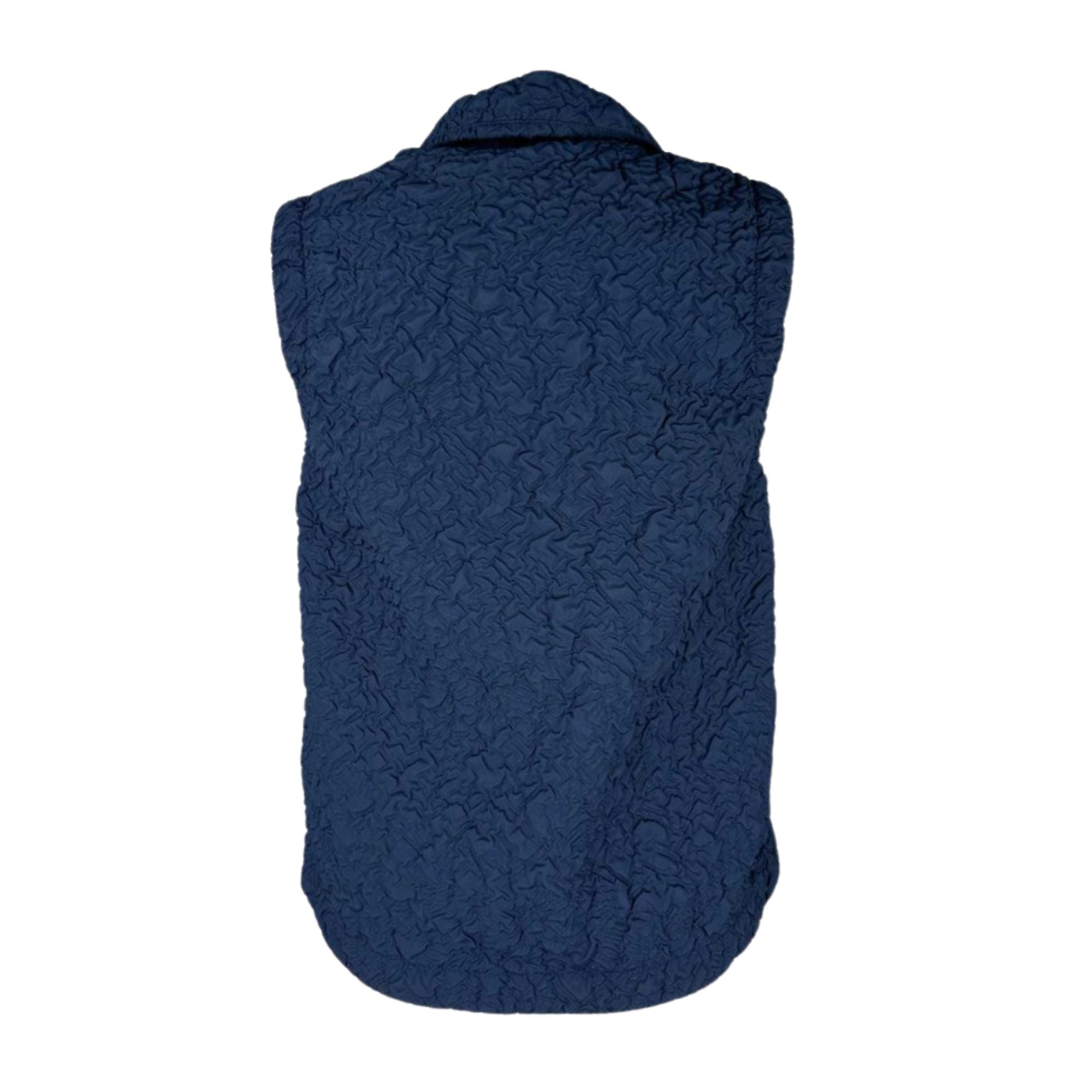 Gilet Donna Blu a tinta unita, con bottoni frontali e colletto a camicia