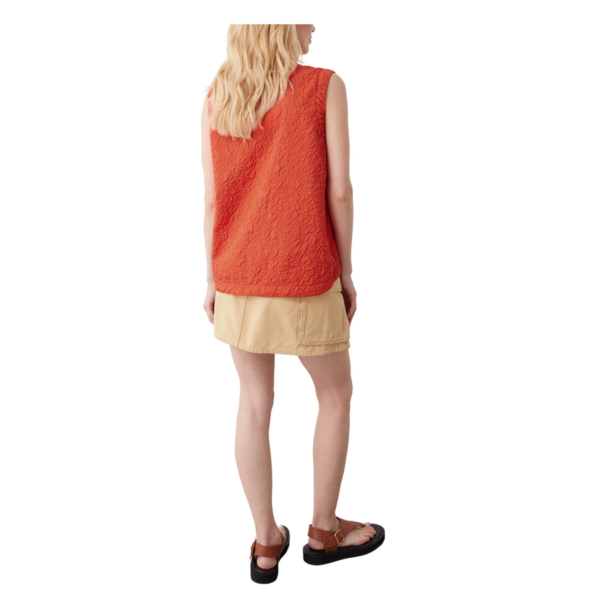 Gilet Donna Arancione a tinta unita, con bottoni frontali e colletto classico