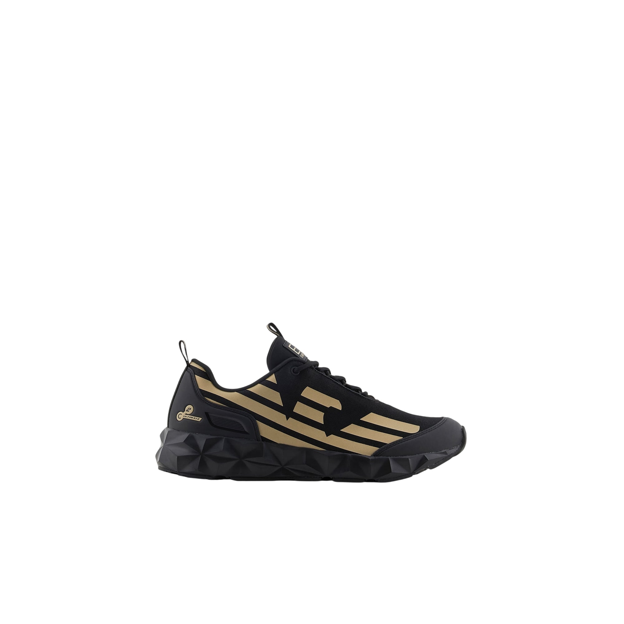 Sneakers Uomo Nera/Oro traspirante con battistrada a zigzag