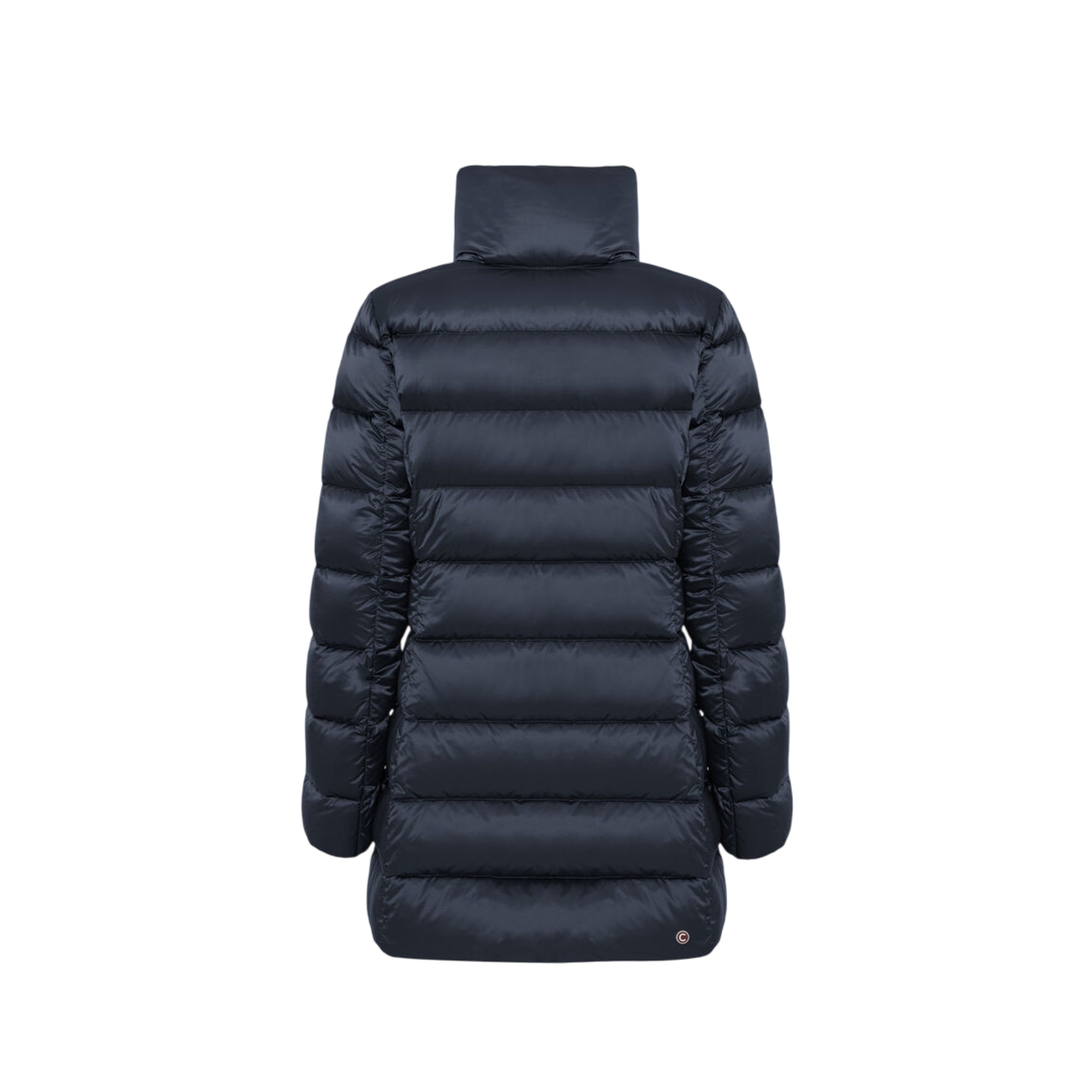 Piumino Donna Blu, con collo alto ed iconica patch logo gommata sulla manica