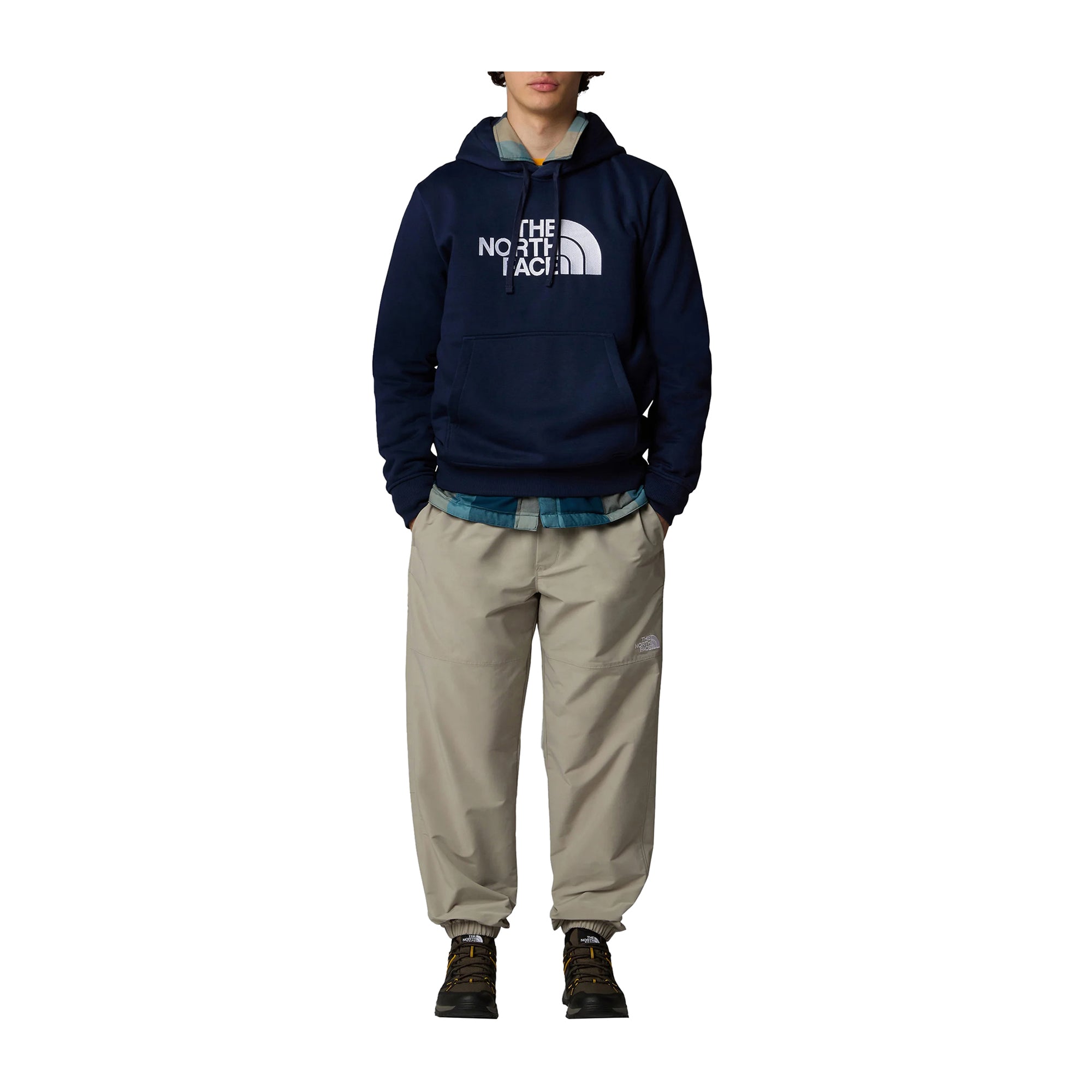 Felpa Uomo Navy con maxi tasca a marsupio modello intero frontale