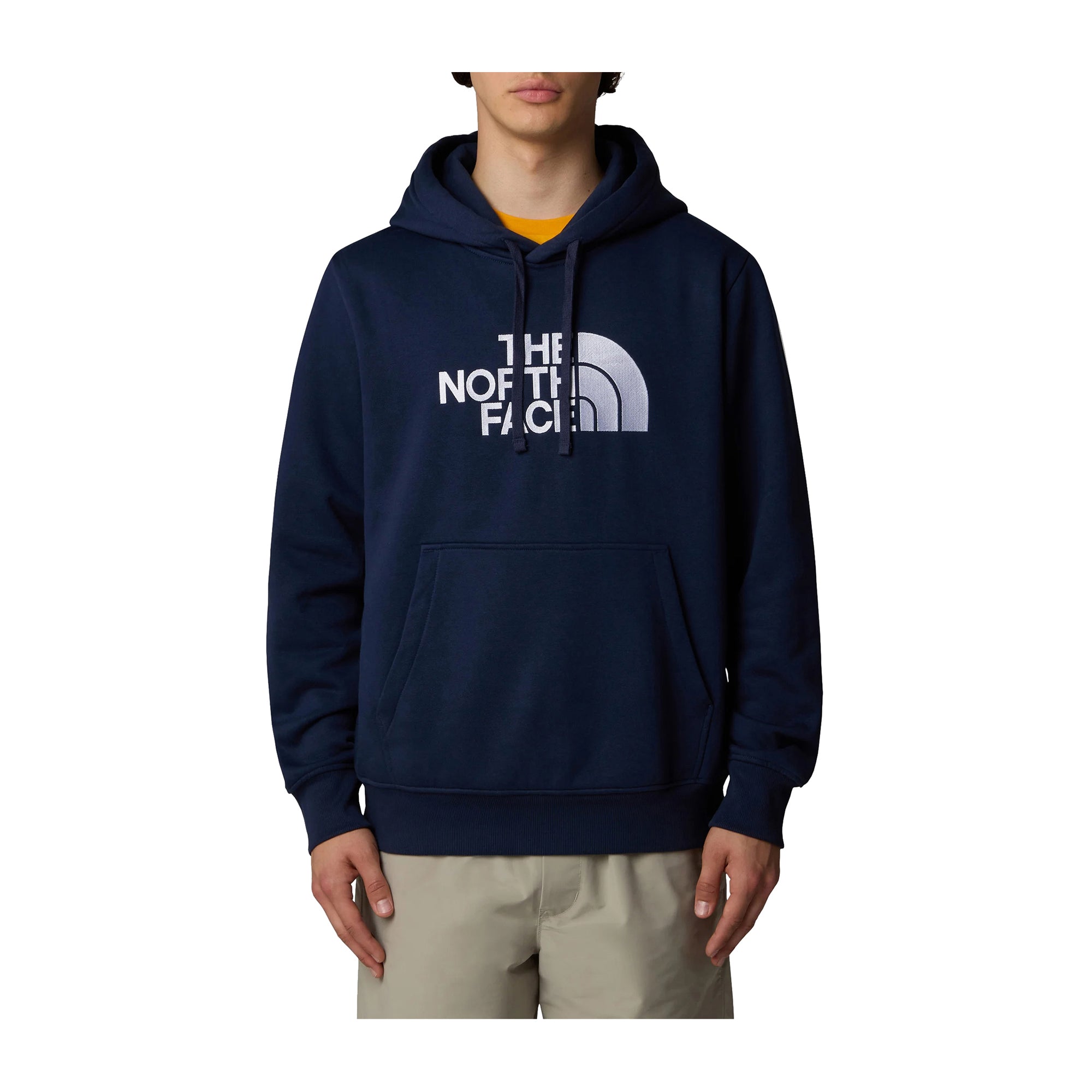 Felpa Uomo Navy con maxi tasca a marsupio modello frontale