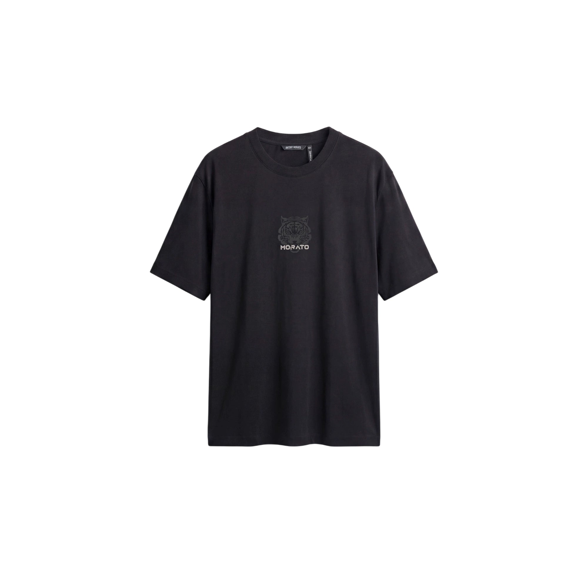 T-shirt Uomo Nera in puro cotone, con stampa tigre frontale