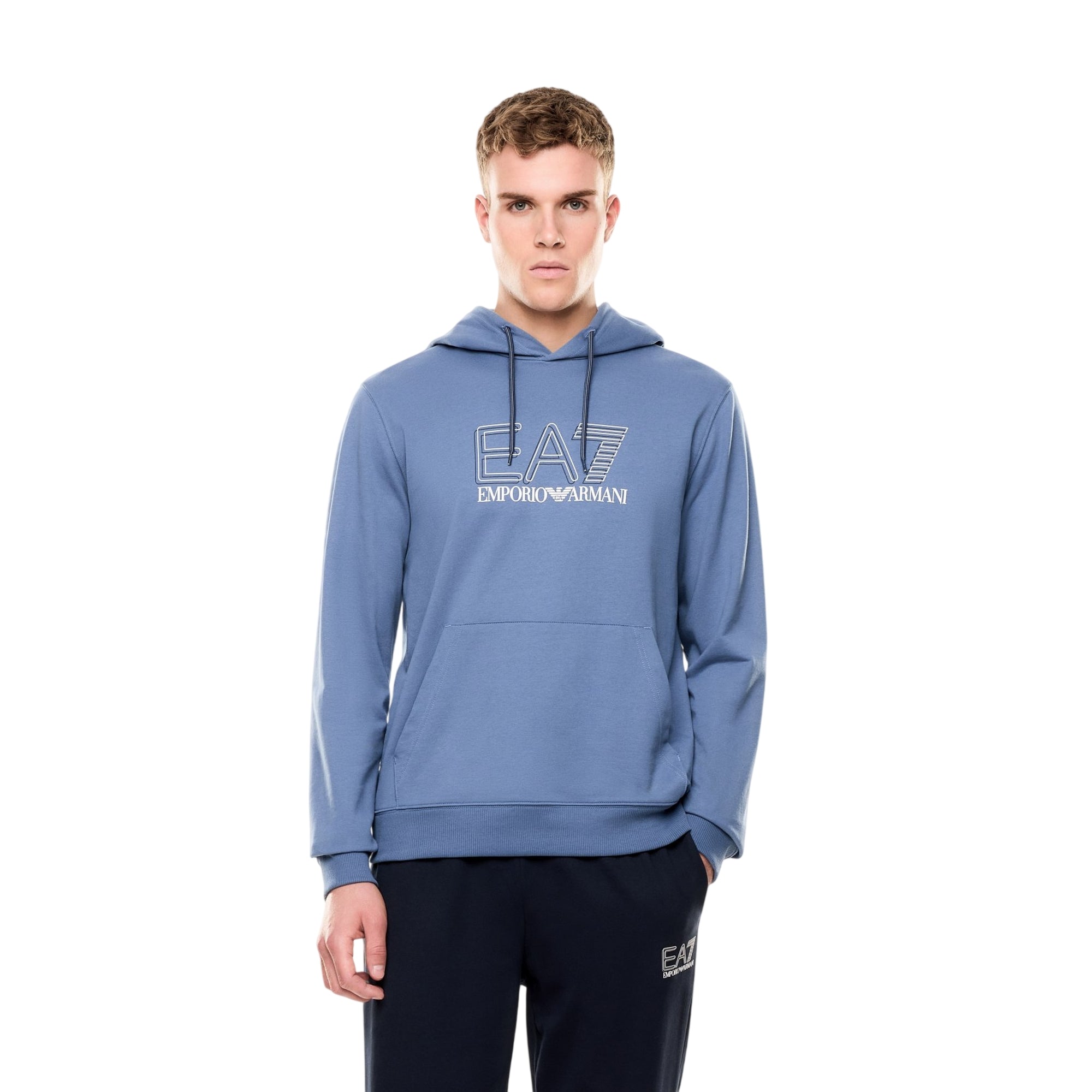 Felpa Uomo Azzurra con linee essenziali e cappuccio