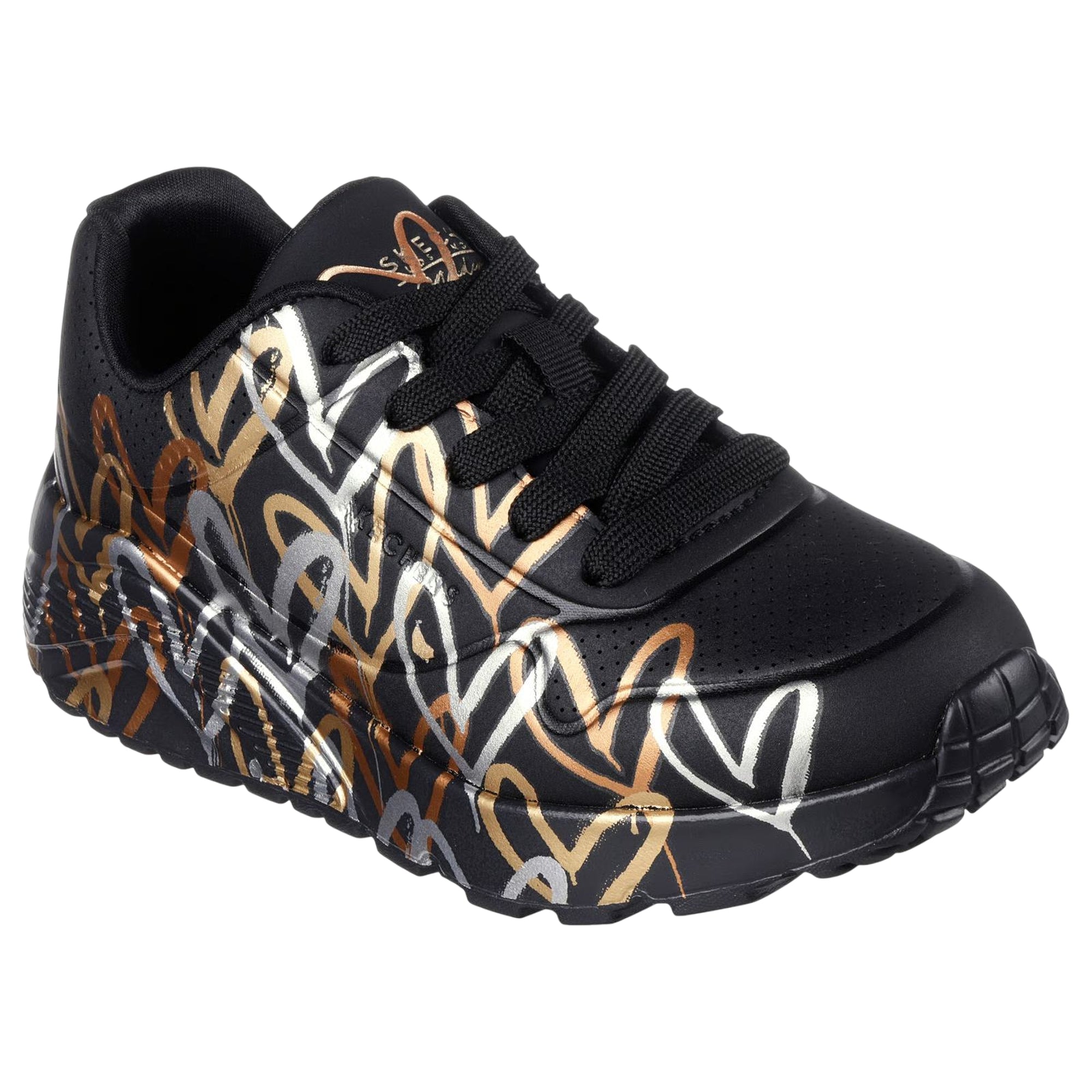 Sneakers Donna UNO Lite - Metallic Love, con fantasia a cuori Oro, Argento e Bronzo