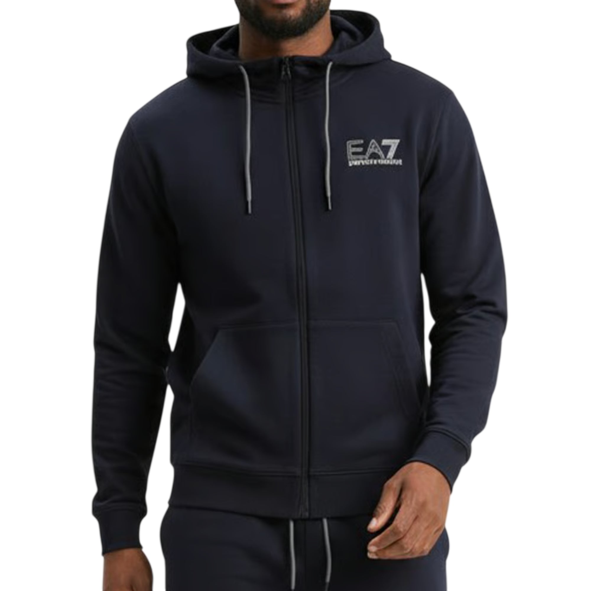 Felpa Uomo Blu con chiusura full zip e cappuccio