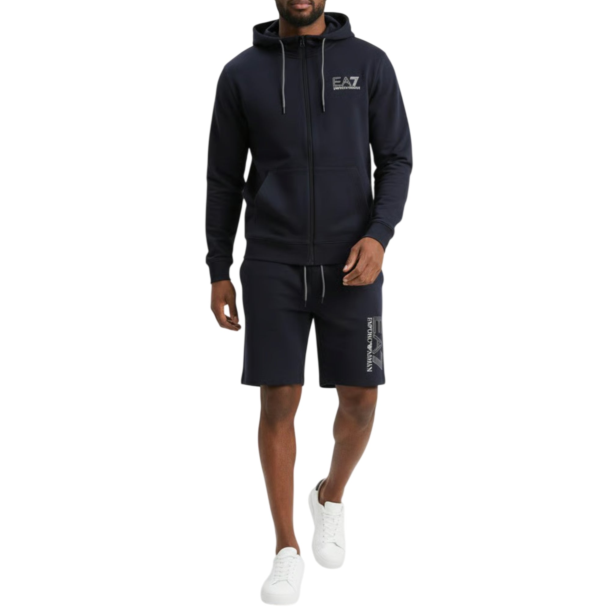 Felpa Uomo Blu con chiusura full zip e cappuccio