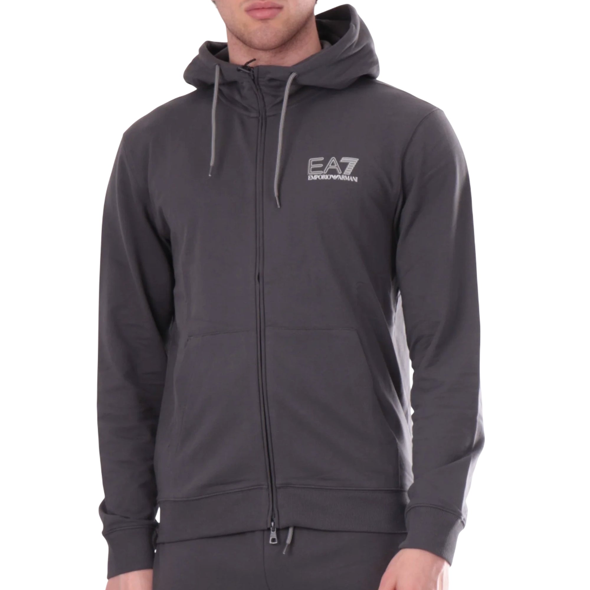 Felpa Uomo Grigia con chiusura full zip e cappuccio