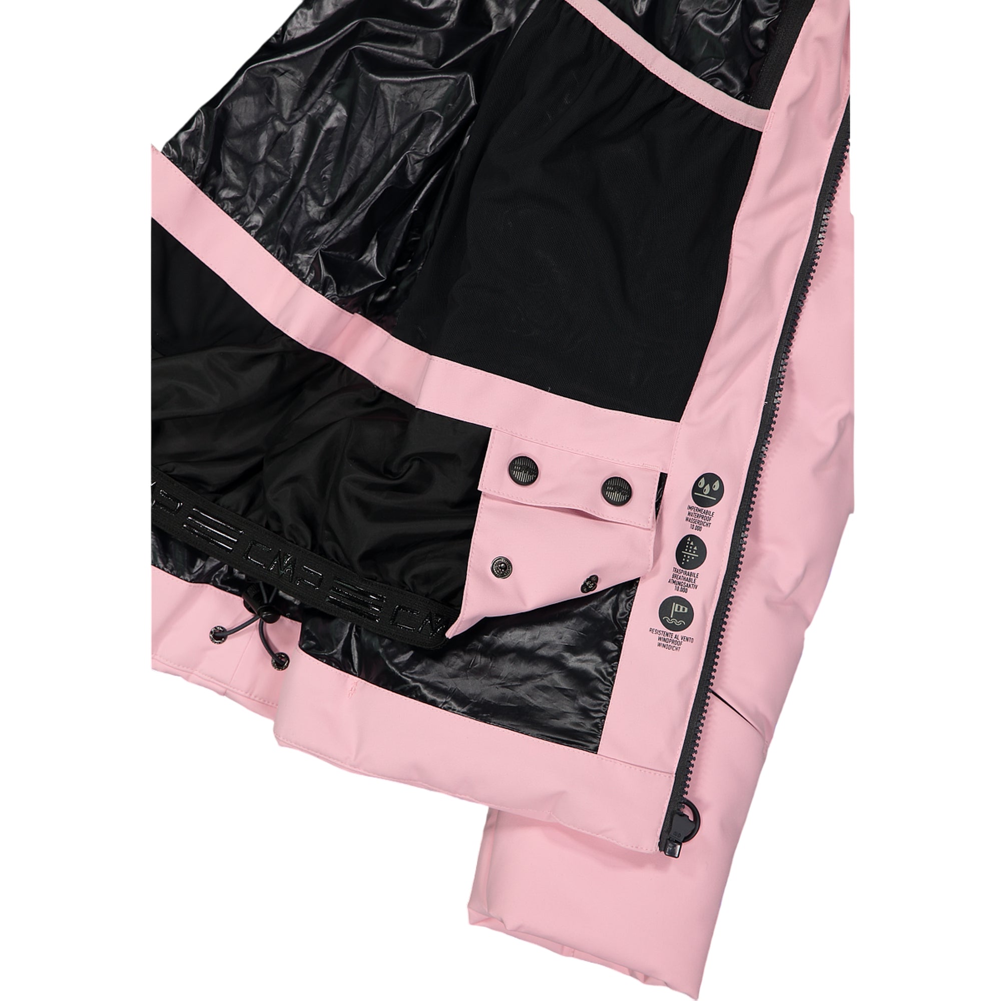 Giacca Donna Aprés Ski Rosa, con collo alto, cappuccio e trattamento idrorepellente