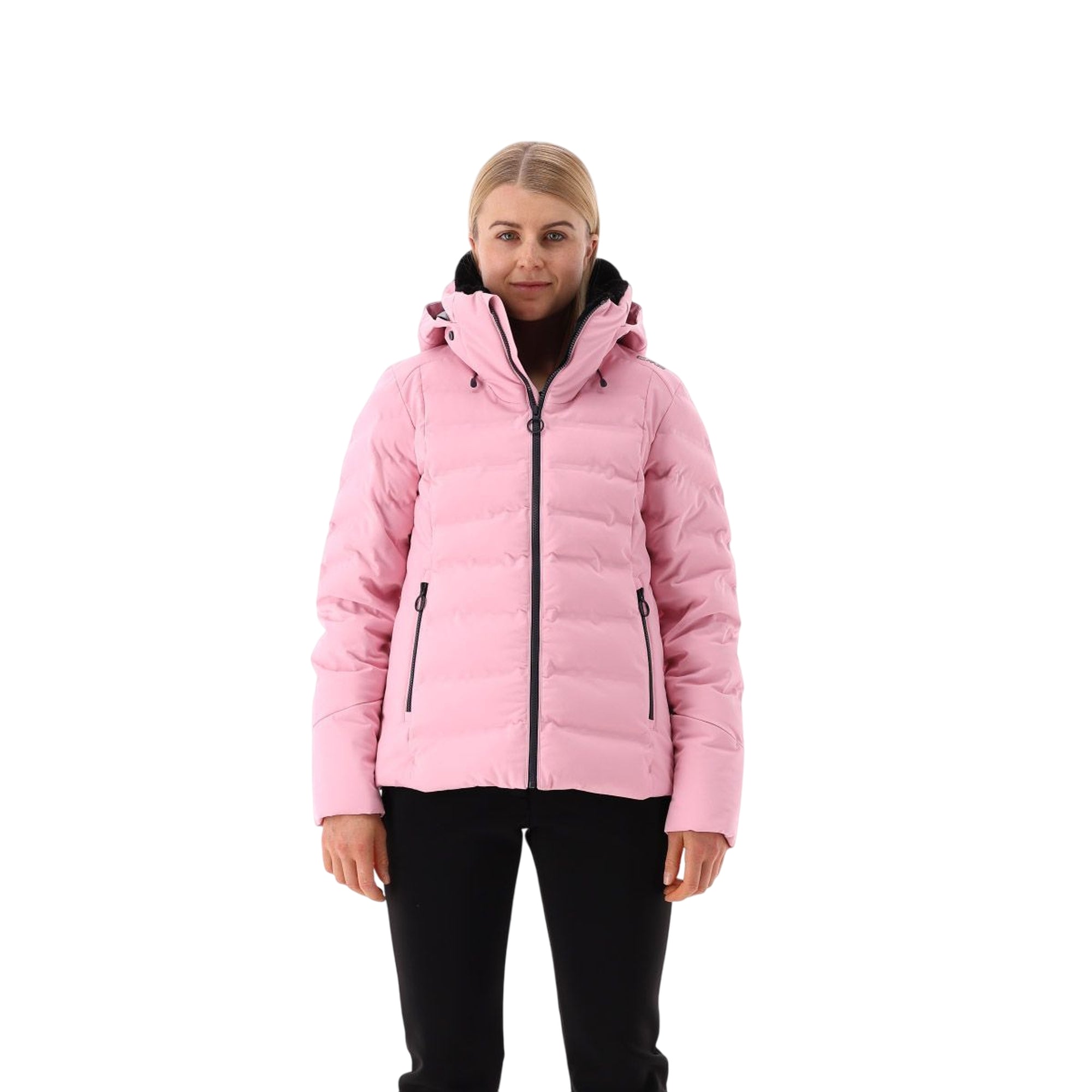 Giacca Donna Aprés Ski Rosa, con collo alto, cappuccio e trattamento idrorepellente