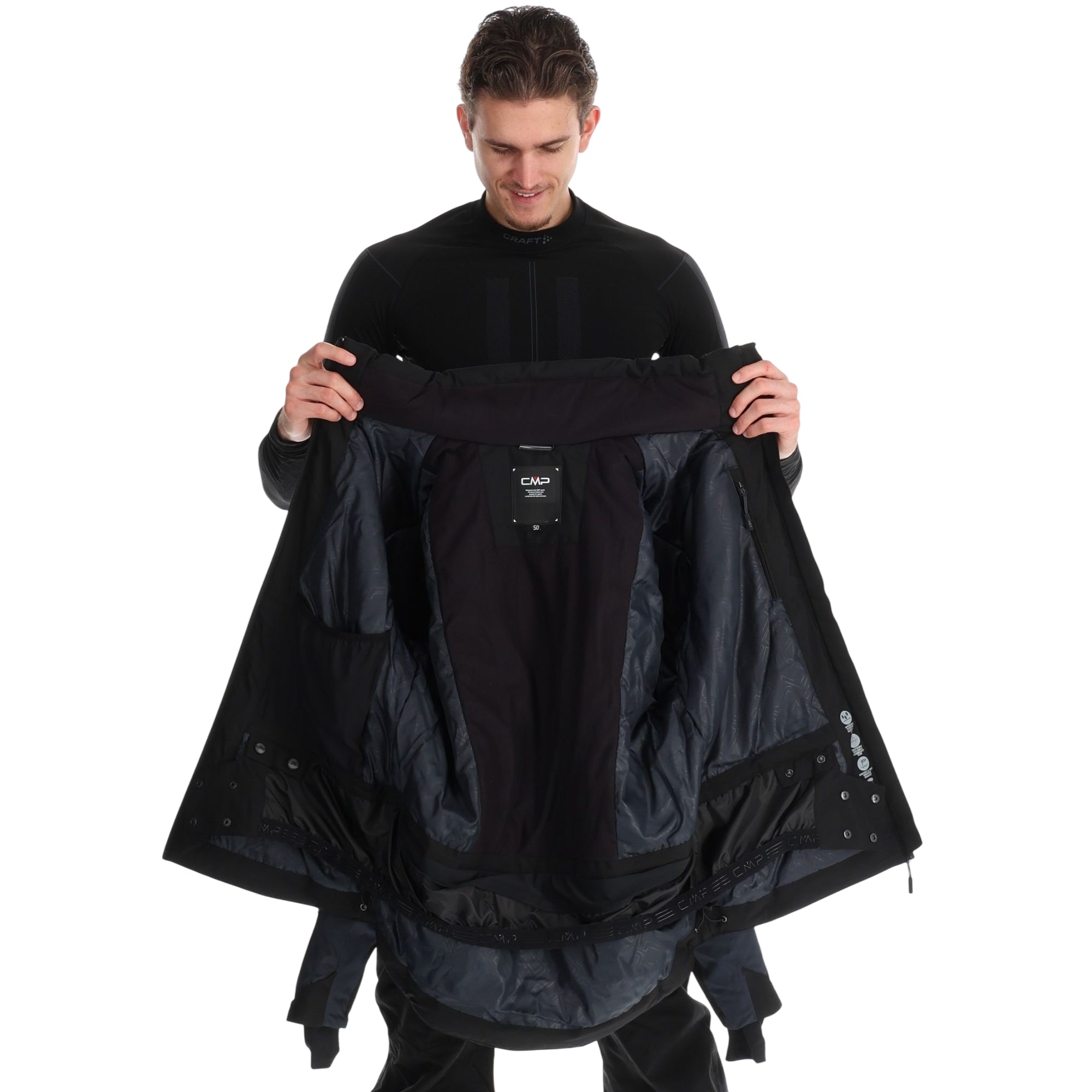 Giacca da sci Uomo in twill con cappuccio Nero interno