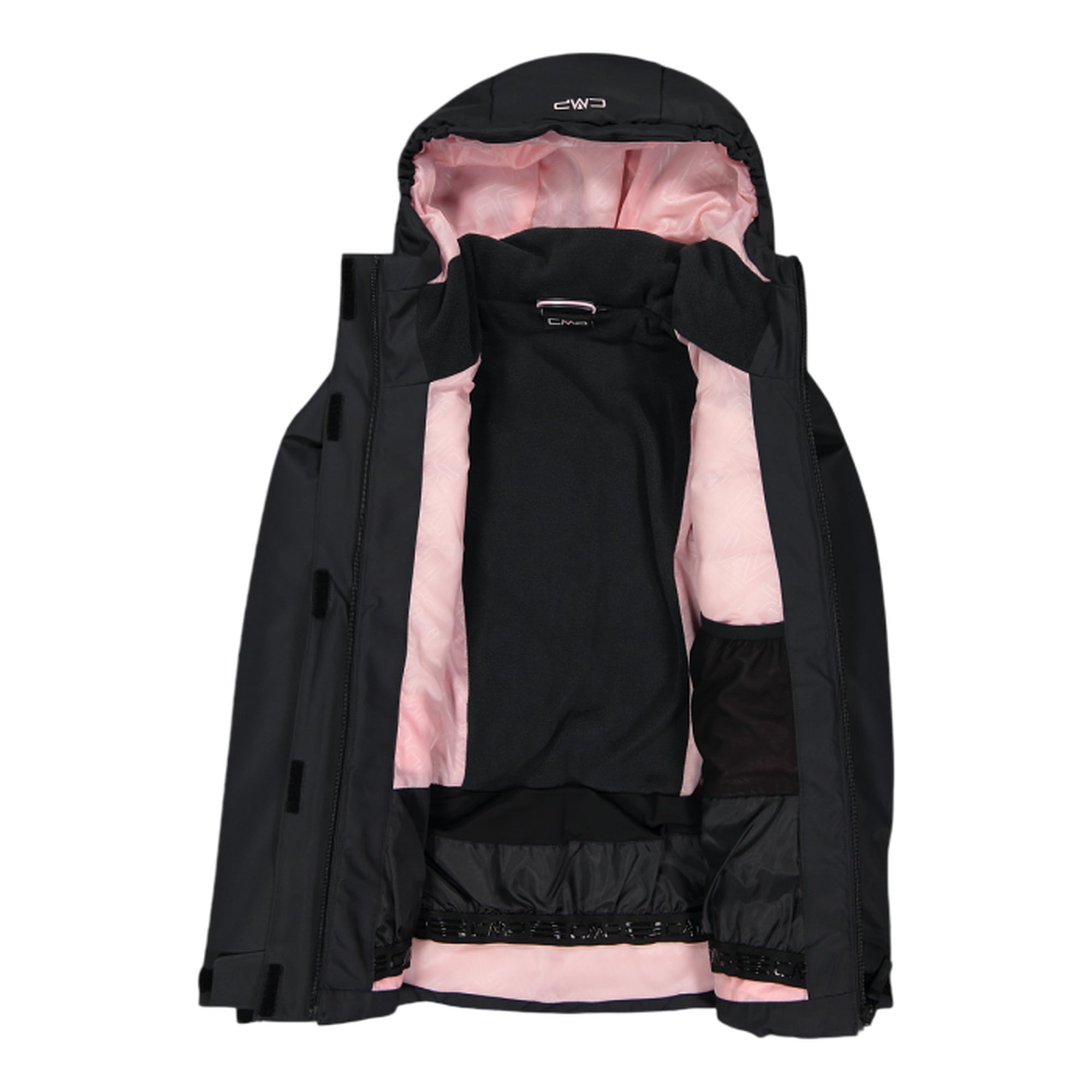 Giacca Sci bambina trapuntata con cappuccio grigio scuro interno