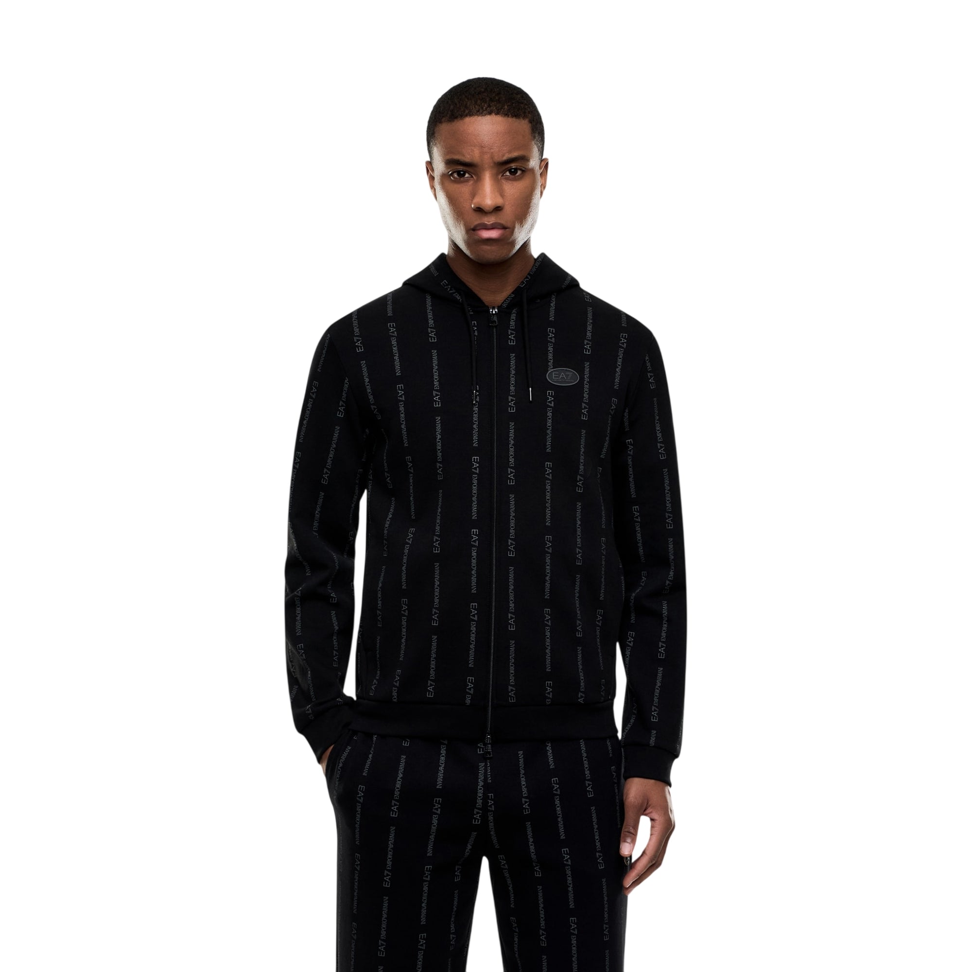Felpa Uomo Nera Graphic Series, con motivo logo all over