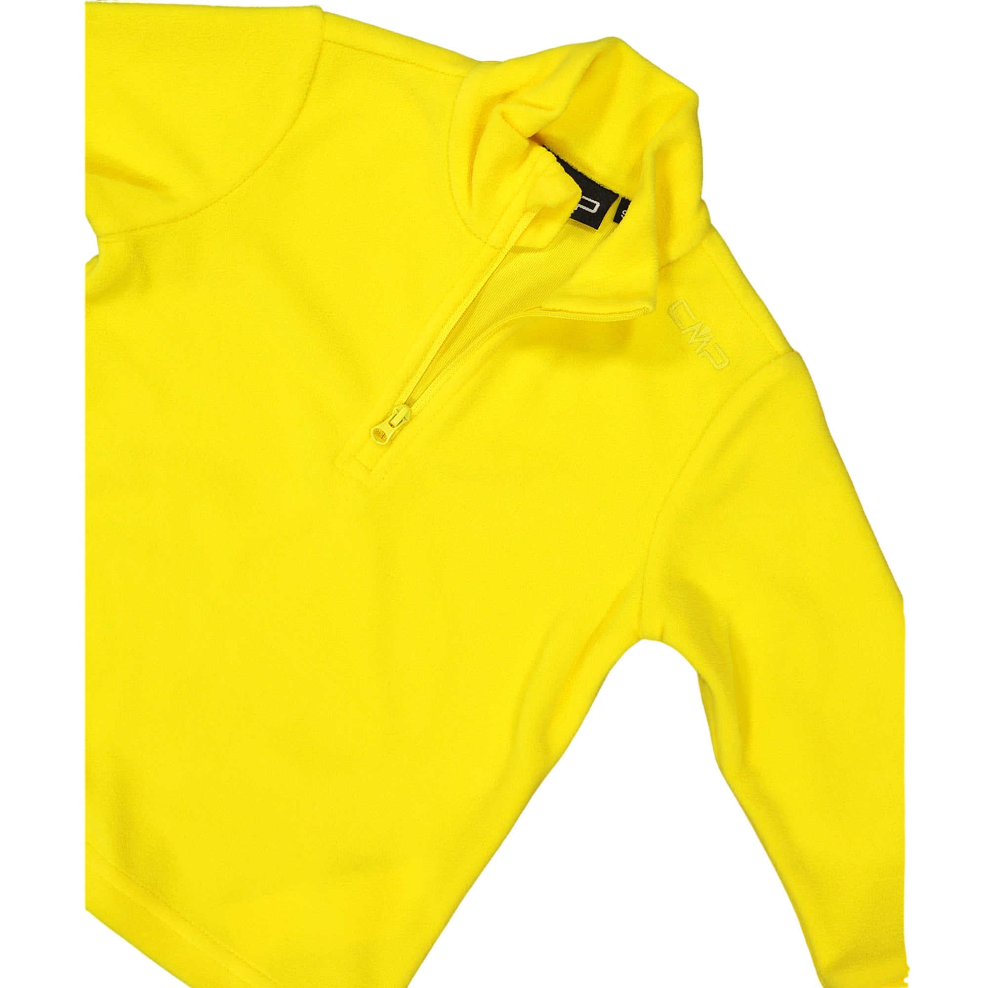 Pile Junior Giallo, con mezza zip e logo ricamato