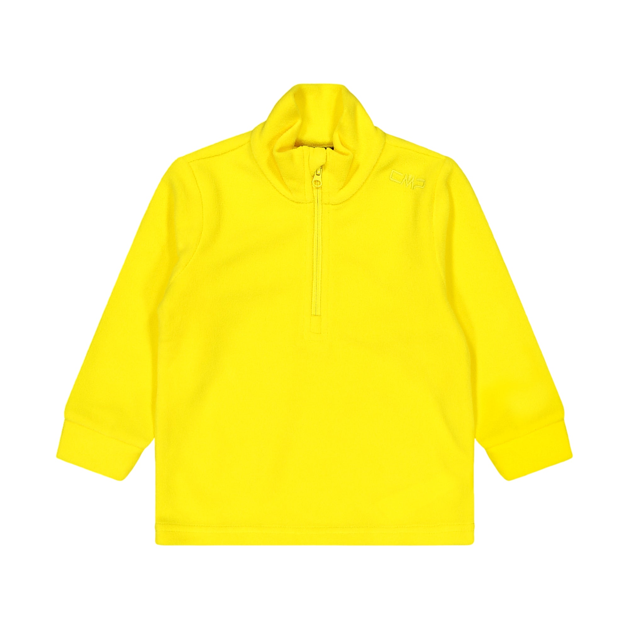 Pile Junior Giallo, con mezza zip e logo ricamato