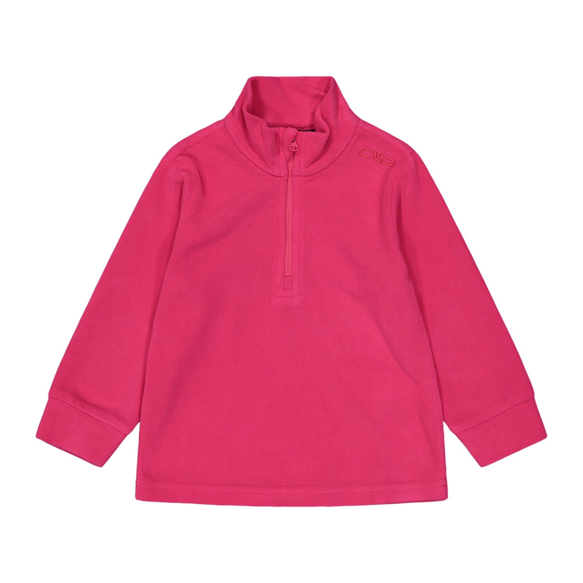 Pile Junior Fucsia, con mezza zip e logo ricamato
