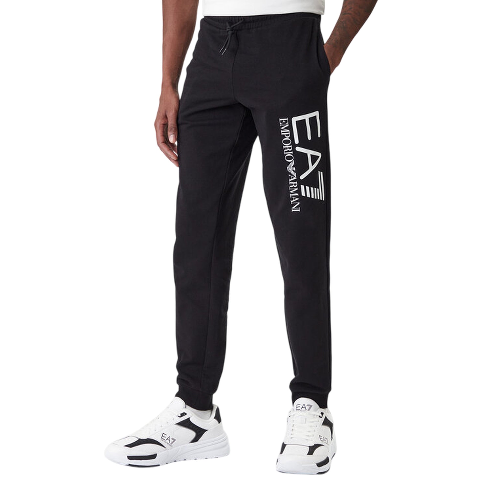 Pantalone Uomo in cotone Nero, Core Big Logo, con elastico