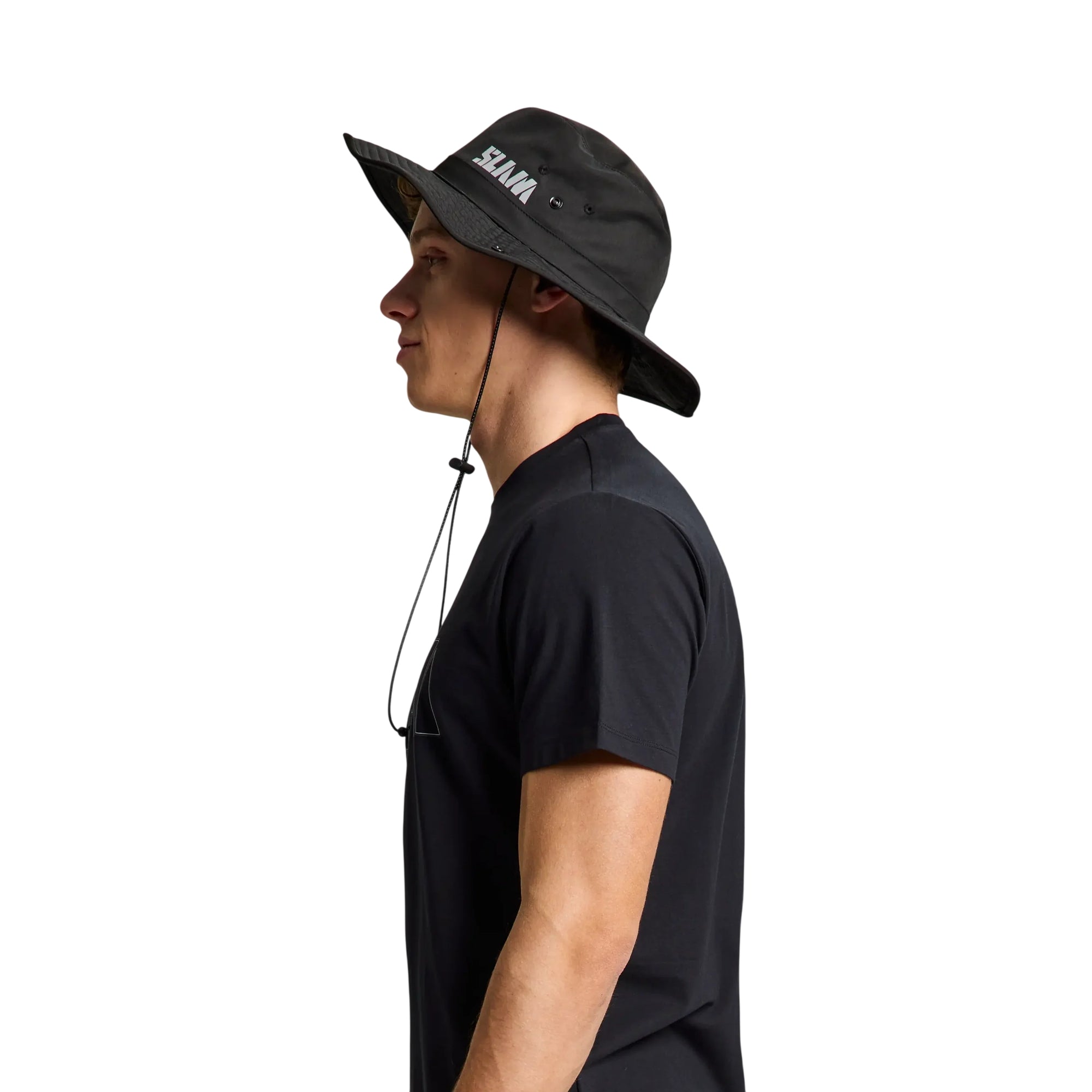 Cappello Uomo Brimmed Nero, idrorepellente, con cordino